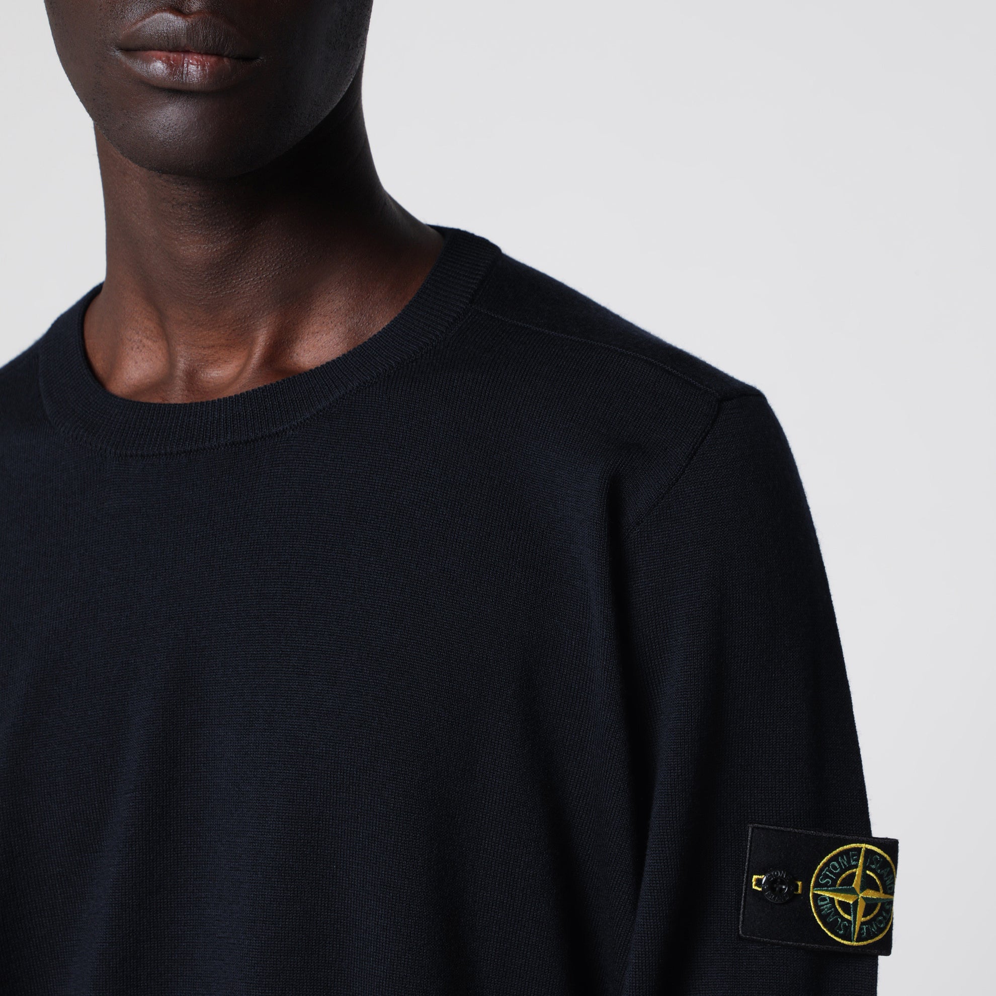 Navy blue wool crew-neck sweater