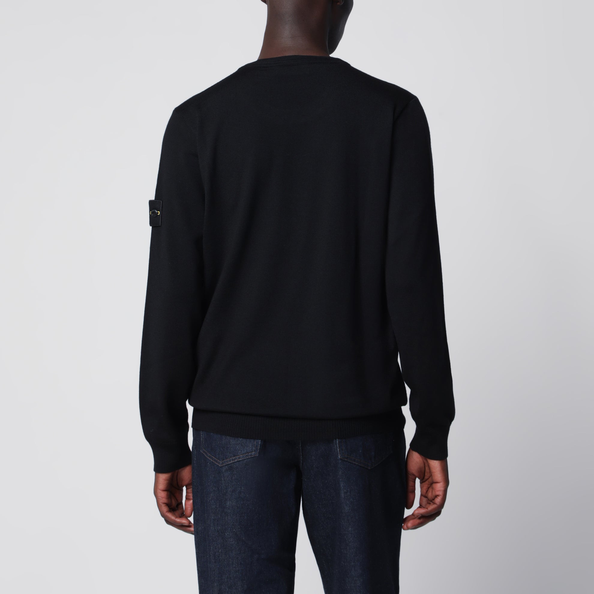 Black wool crew-neck sweater