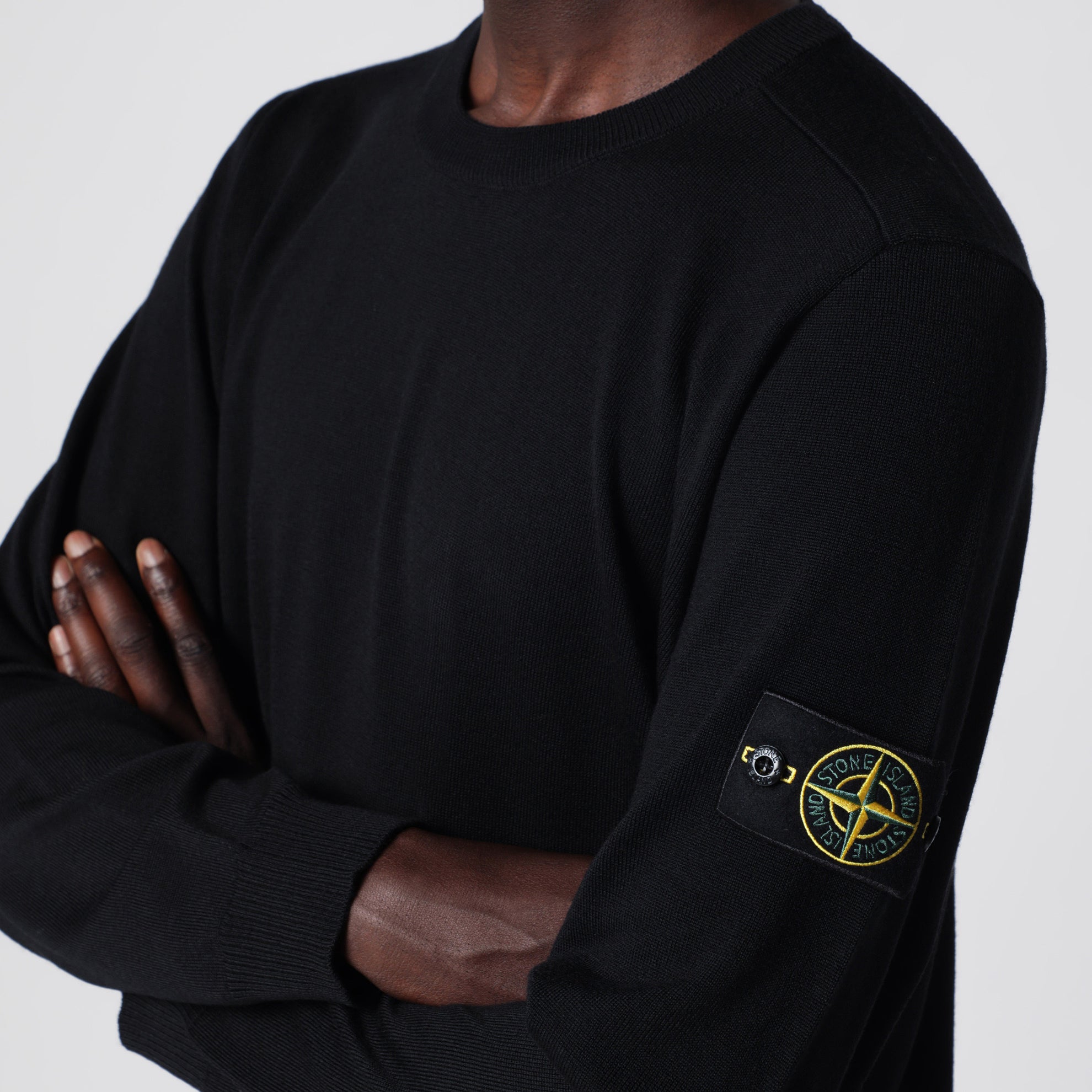 Black wool crew-neck sweater