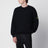 Navy blue crew-neck sweater in cotton