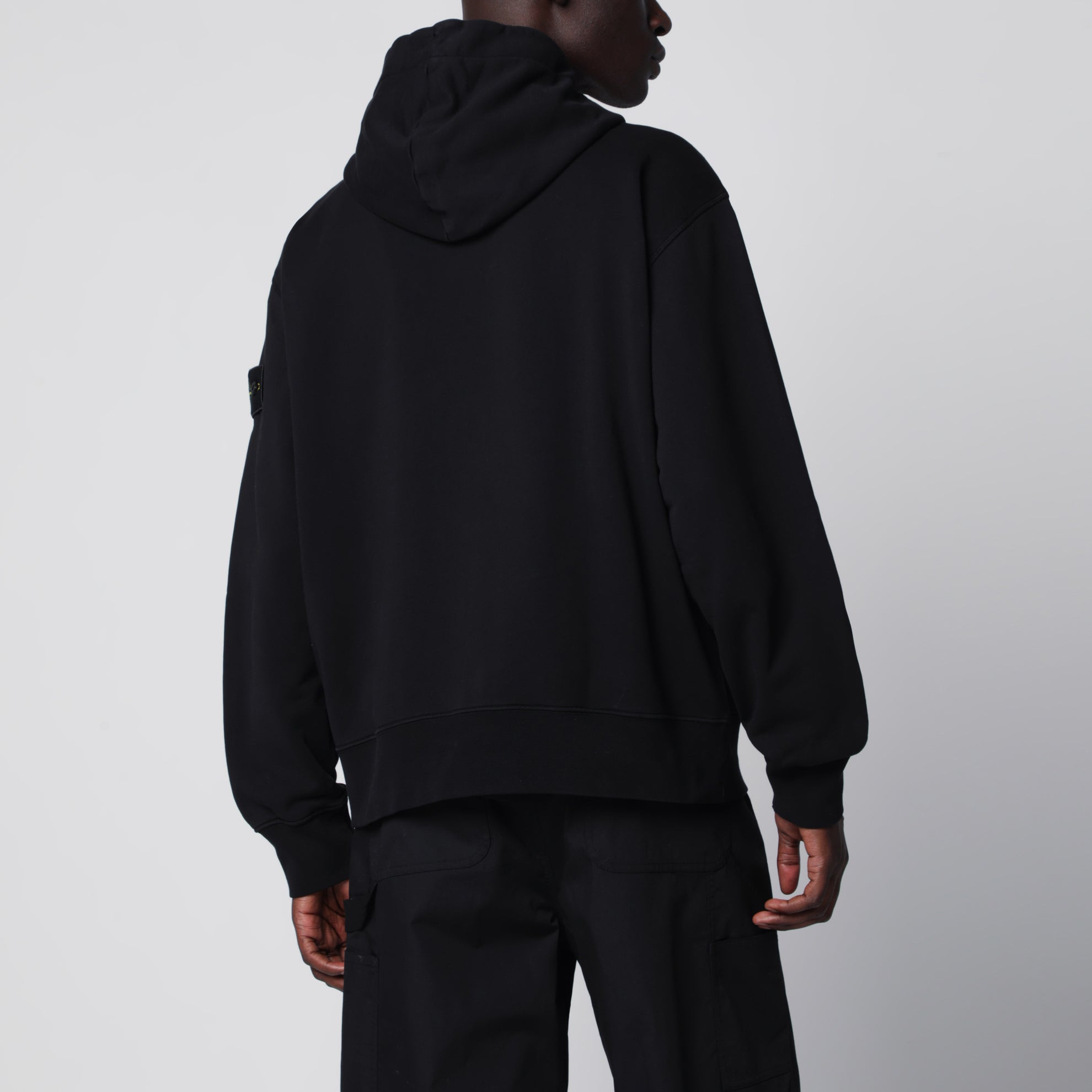 Felpa con cappuccio e zip in cotone bio nera