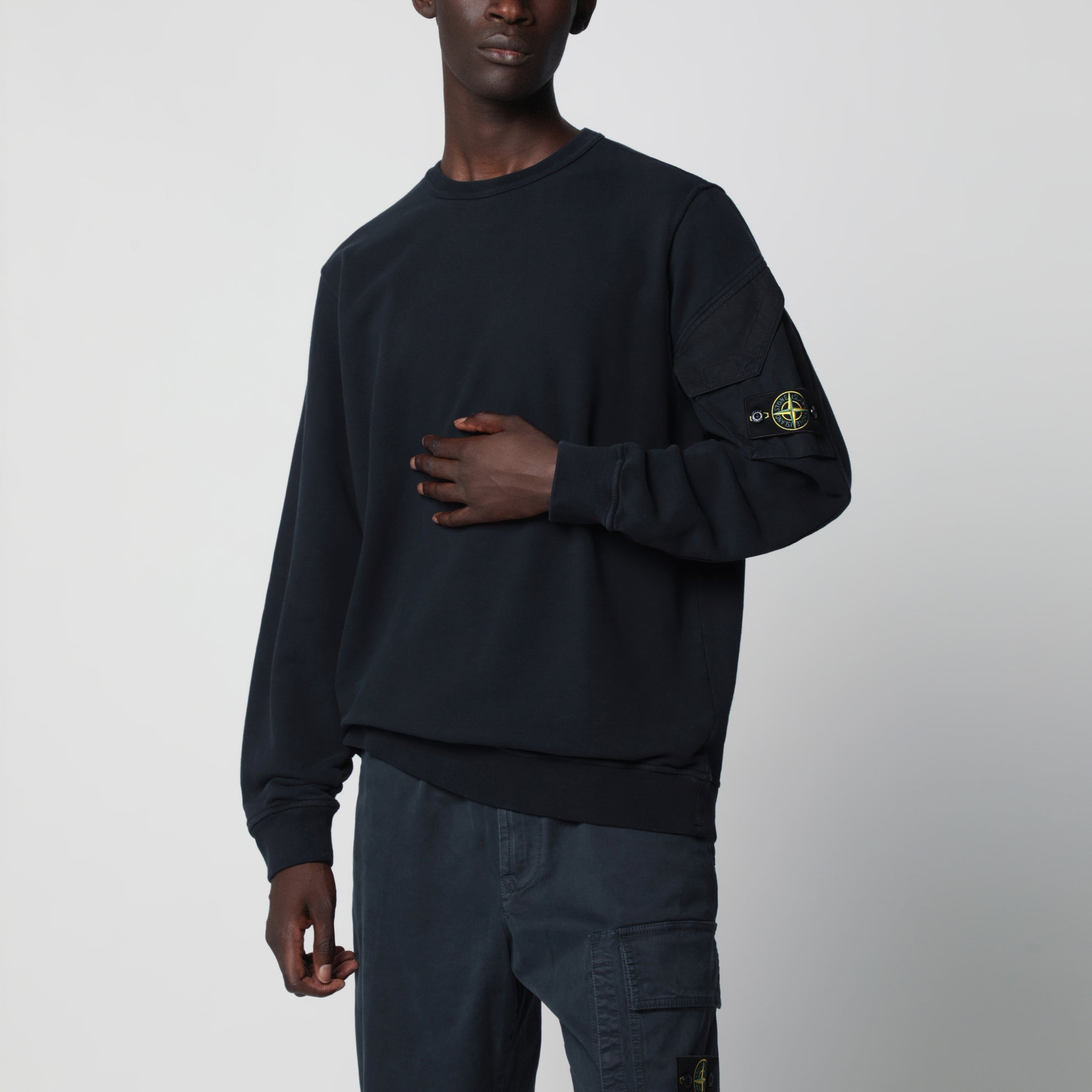Felpa girocollo blu navy in cotone