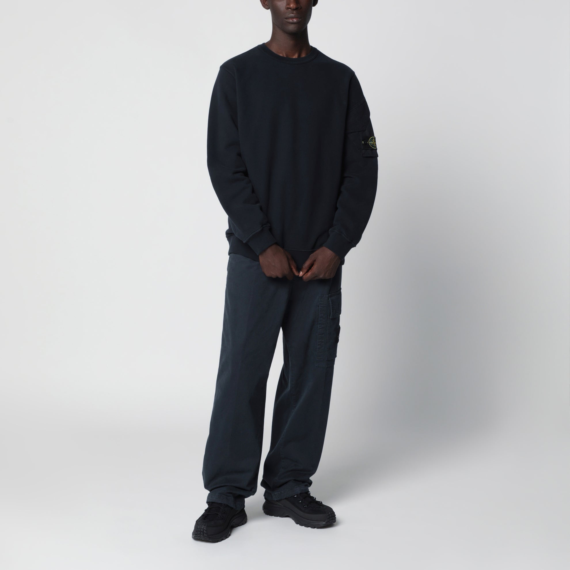 Felpa girocollo blu navy in cotone
