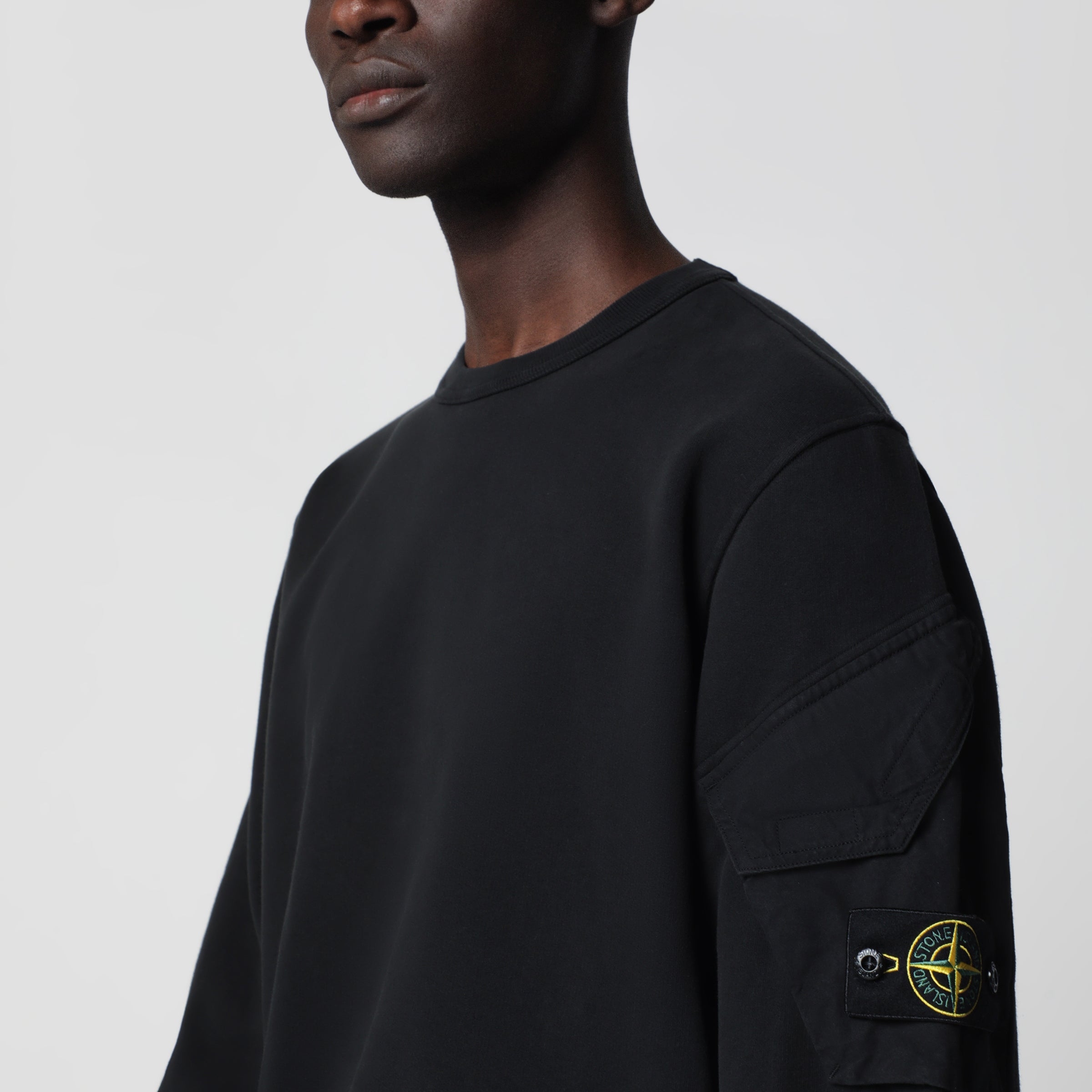 Stone Island Black cotton crewneck sweatshirt | TheDoubleF