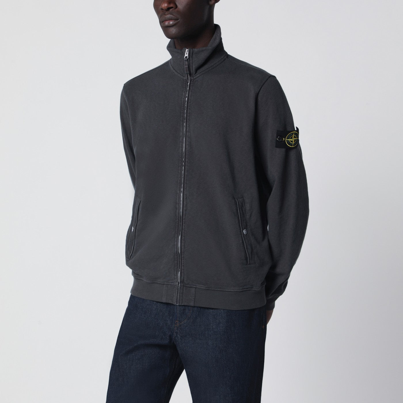Veste de survêtement zippée grise en molleton de coton