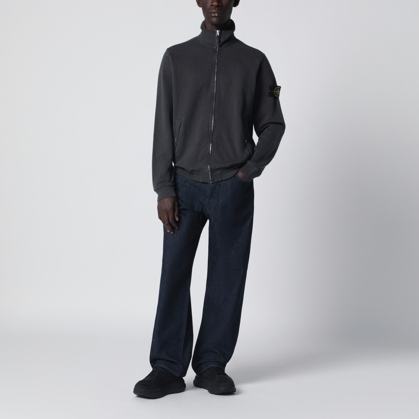 Veste de survêtement zippée grise en molleton de coton