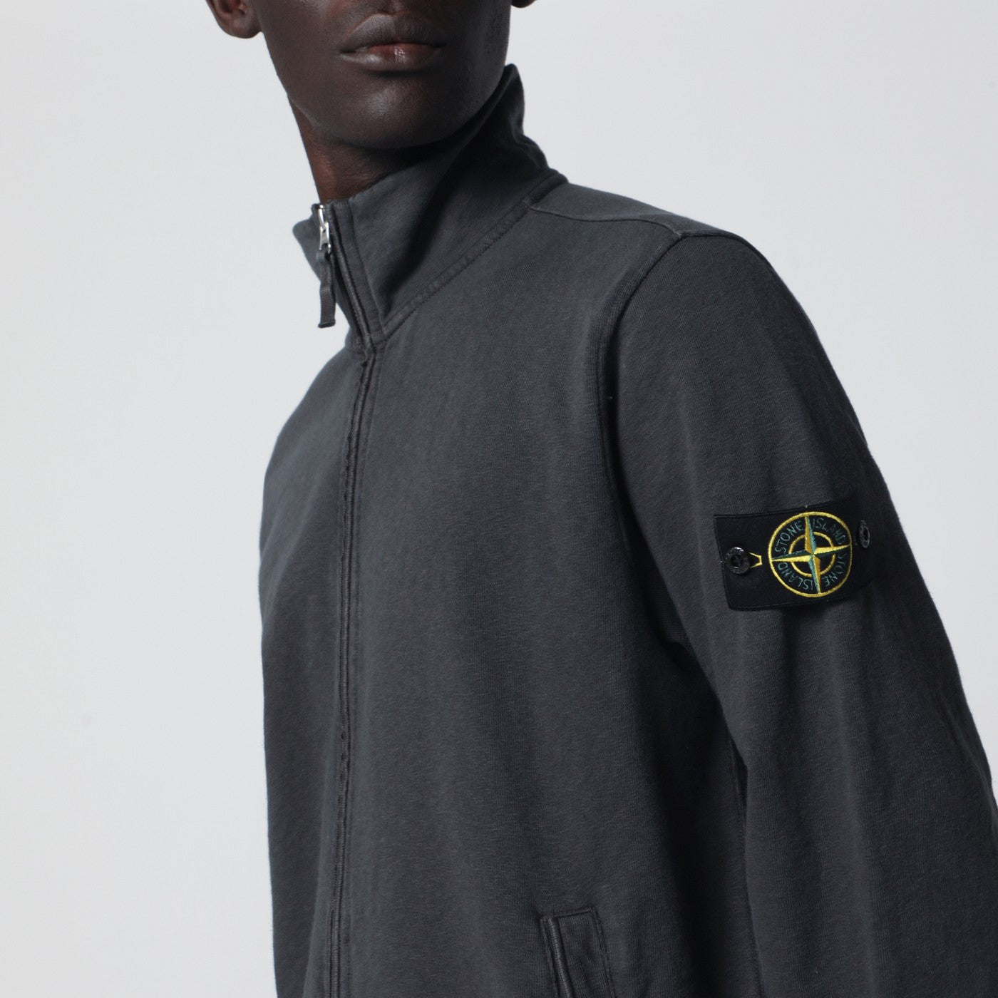 Veste de survêtement zippée grise en molleton de coton