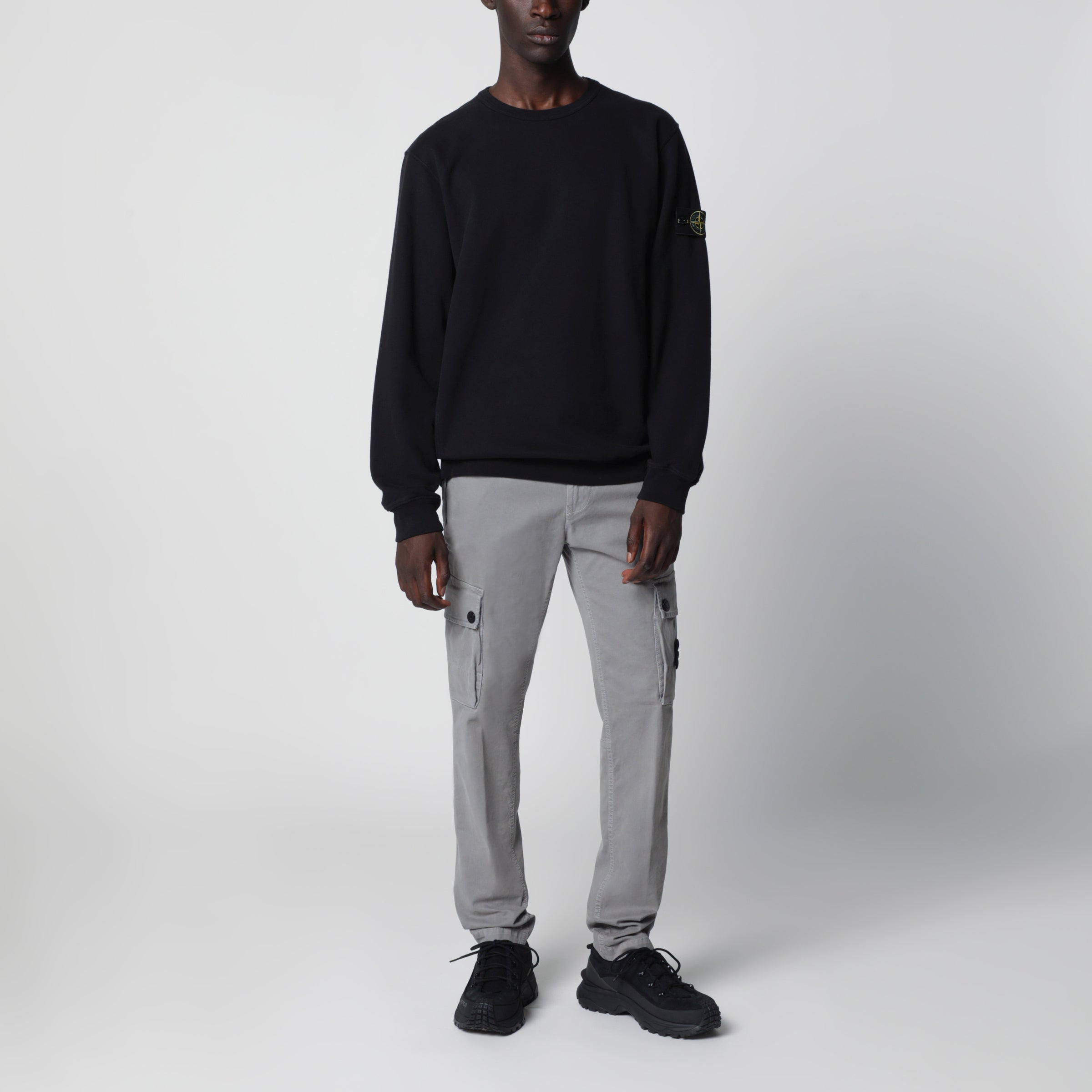 Stone Island Black cotton crewneck sweatshirt | TheDoubleF