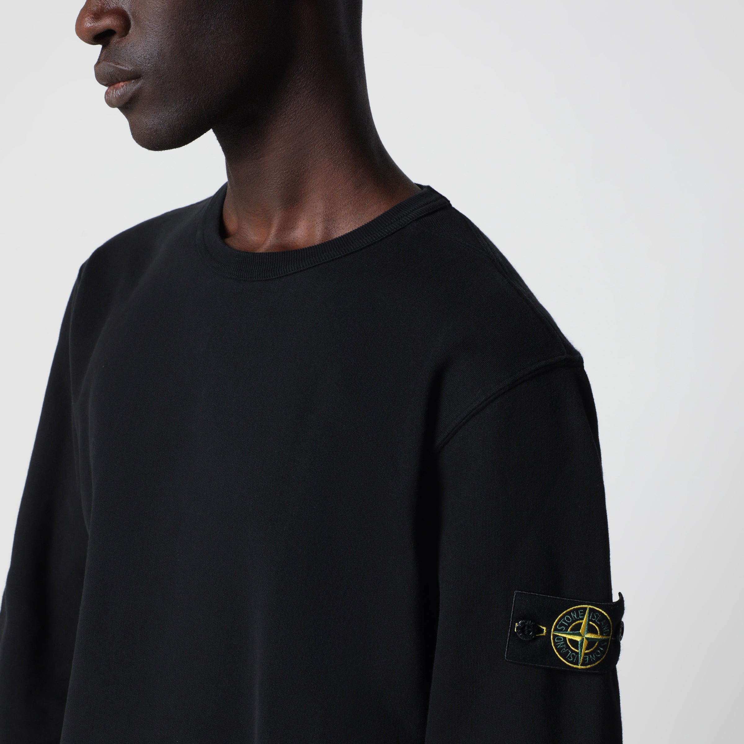 Stone Island Black cotton crewneck sweatshirt | TheDoubleF