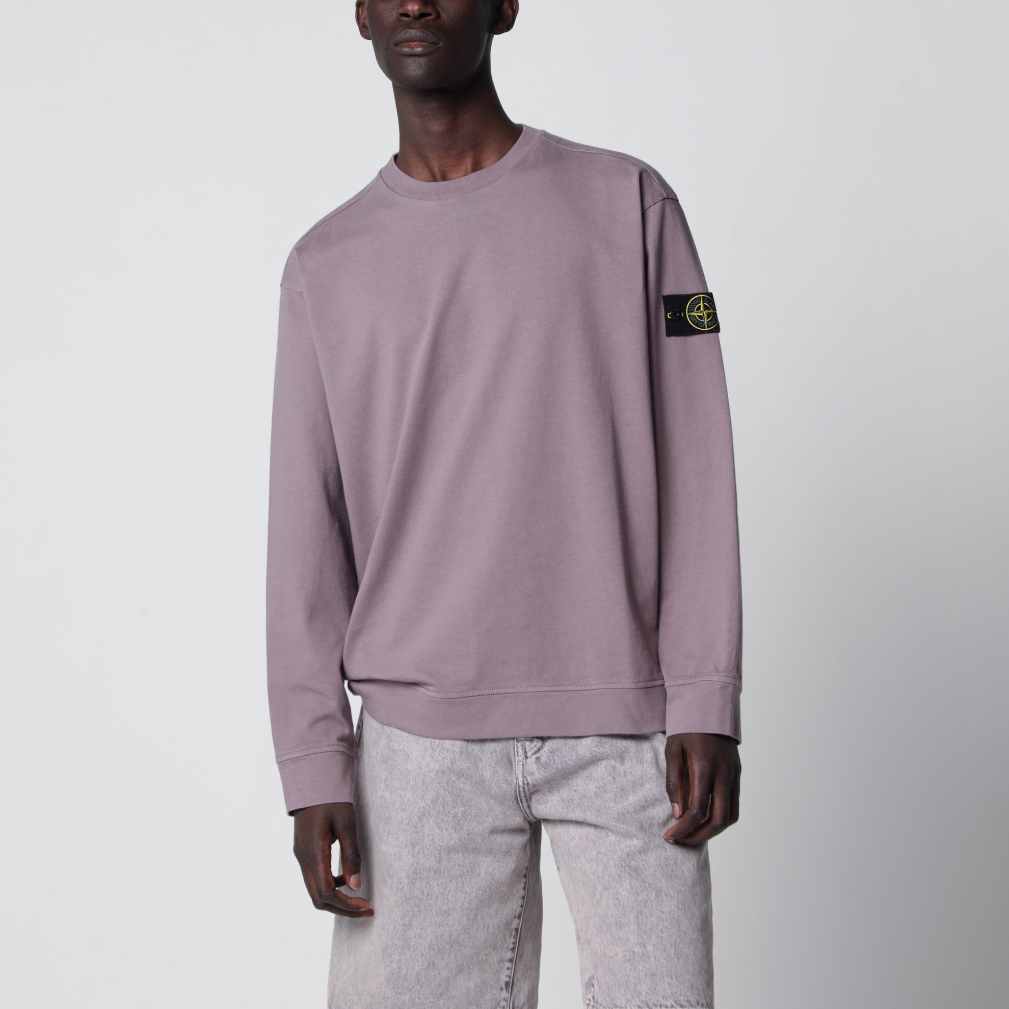 Felpa oversize viola grigio in cotone
