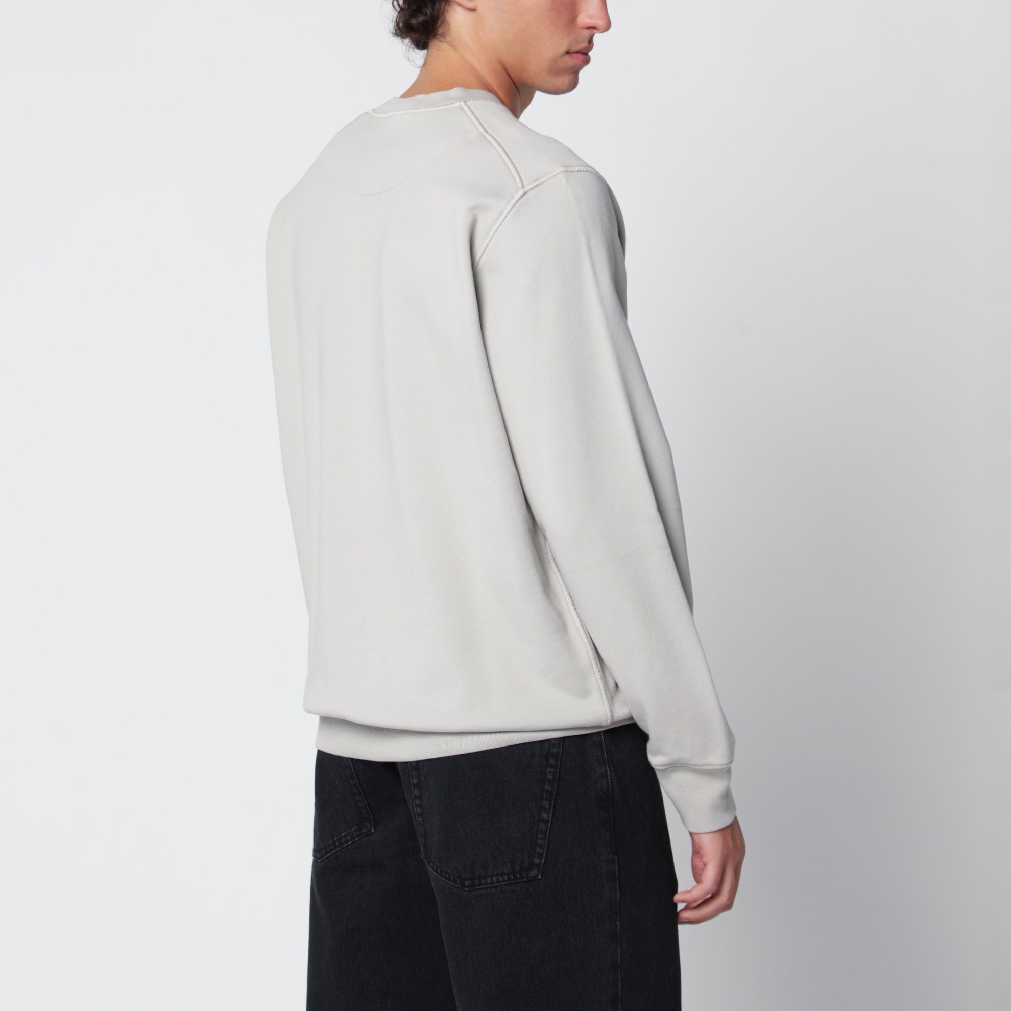 Pearl grey cotton crewneck sweatshirt