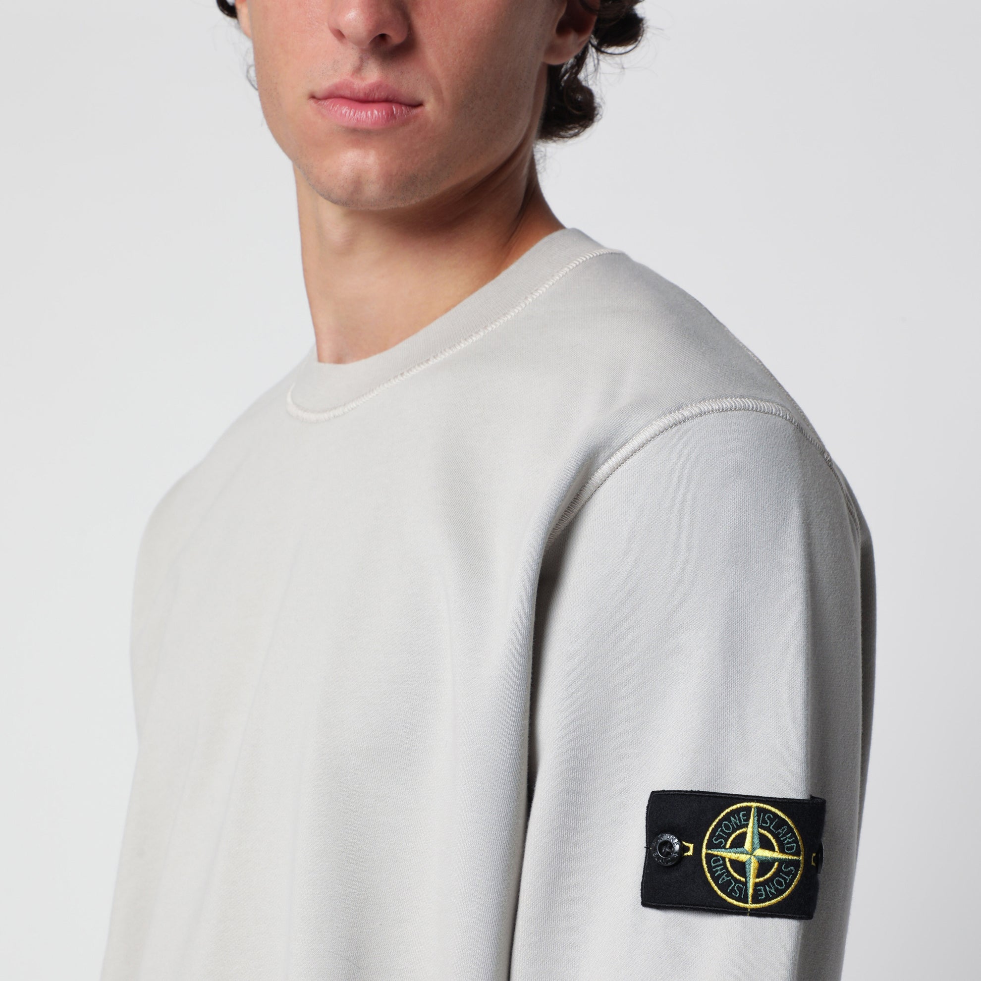 Pearl grey cotton crewneck sweatshirt