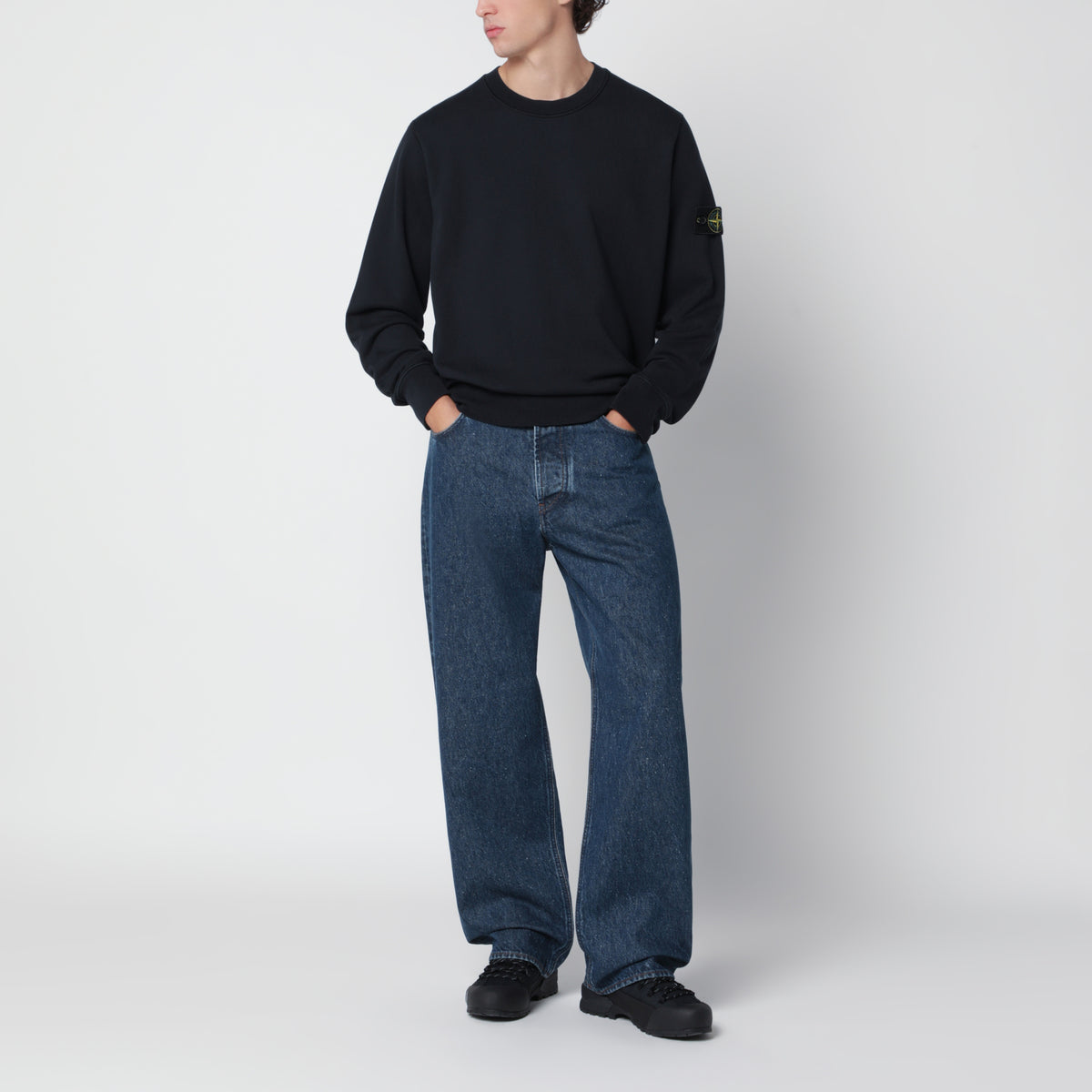 Felpa girocollo blu navy in cotone