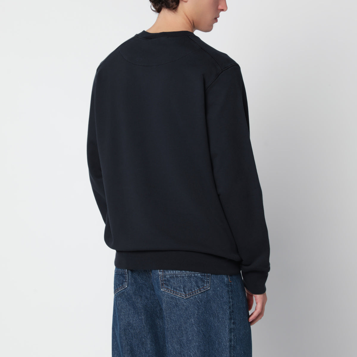 Felpa girocollo blu navy in cotone