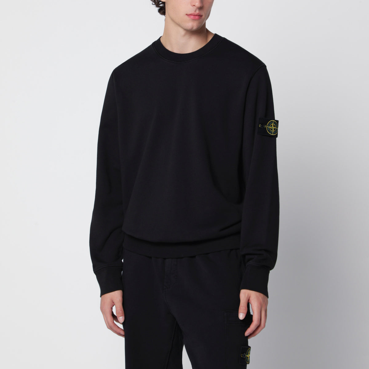 Black cotton crew-neck sweatshirt