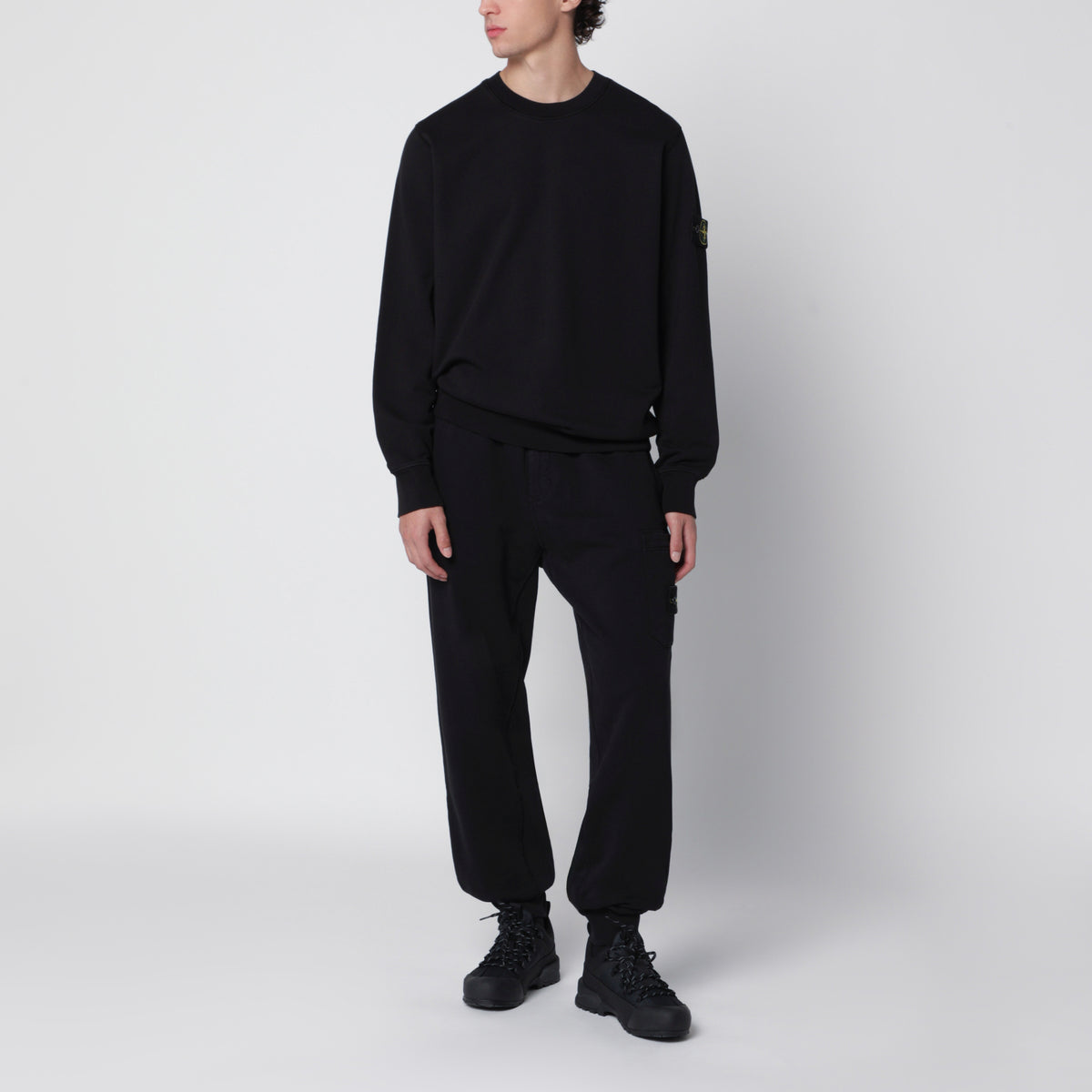 Black cotton crew-neck sweatshirt