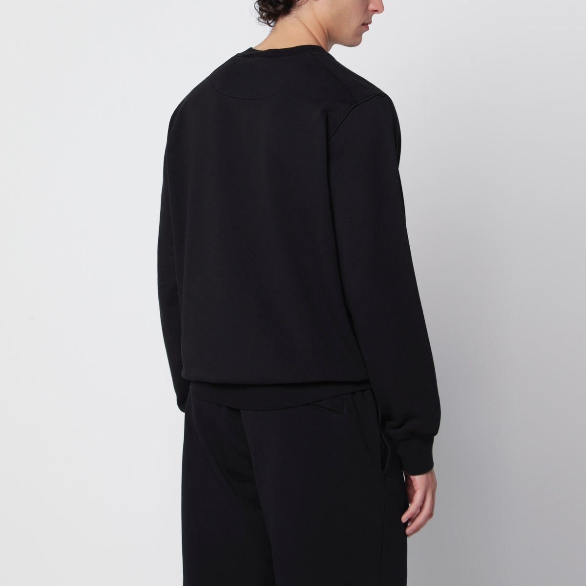 Black cotton crew-neck sweatshirt