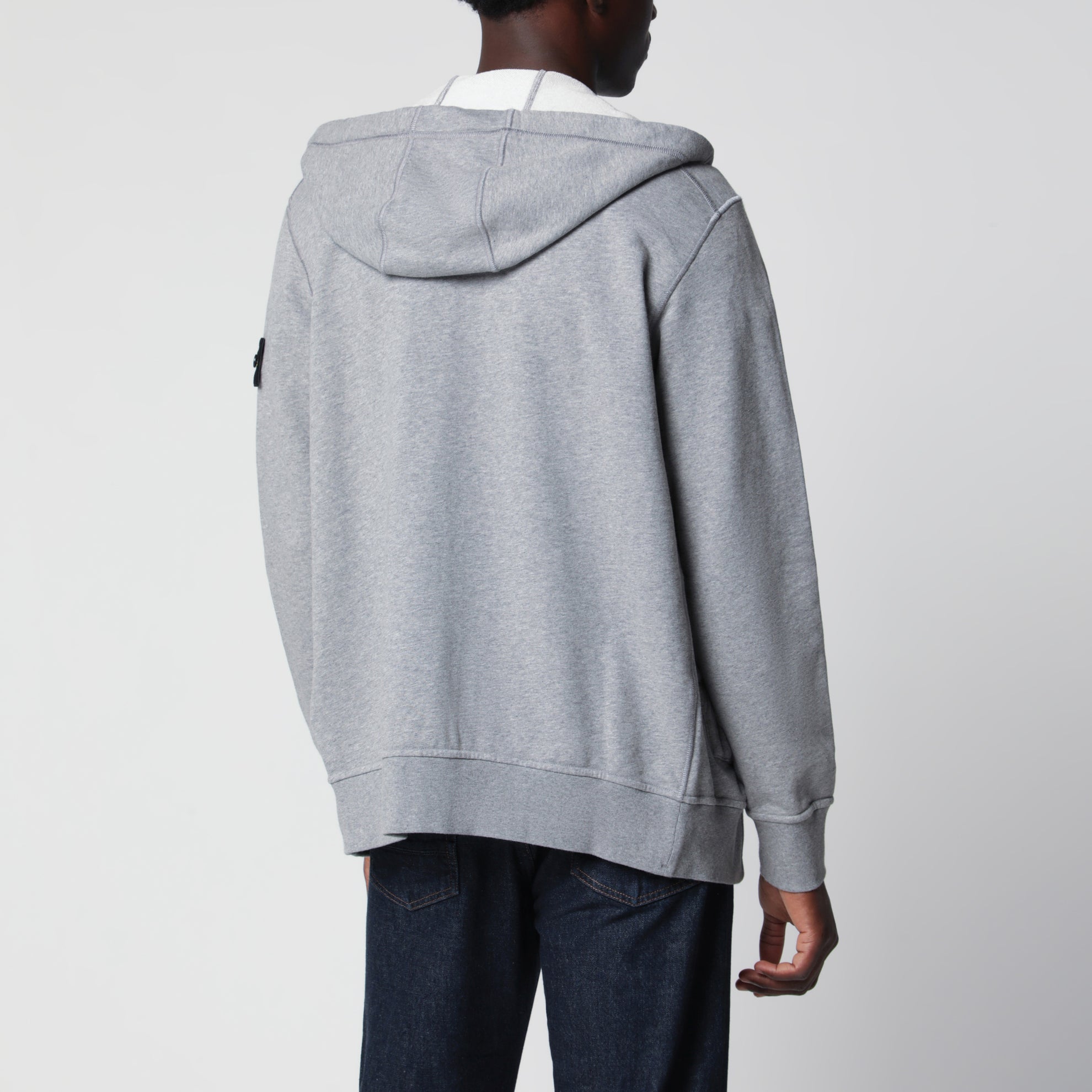 Grey mélange cotton hoodie