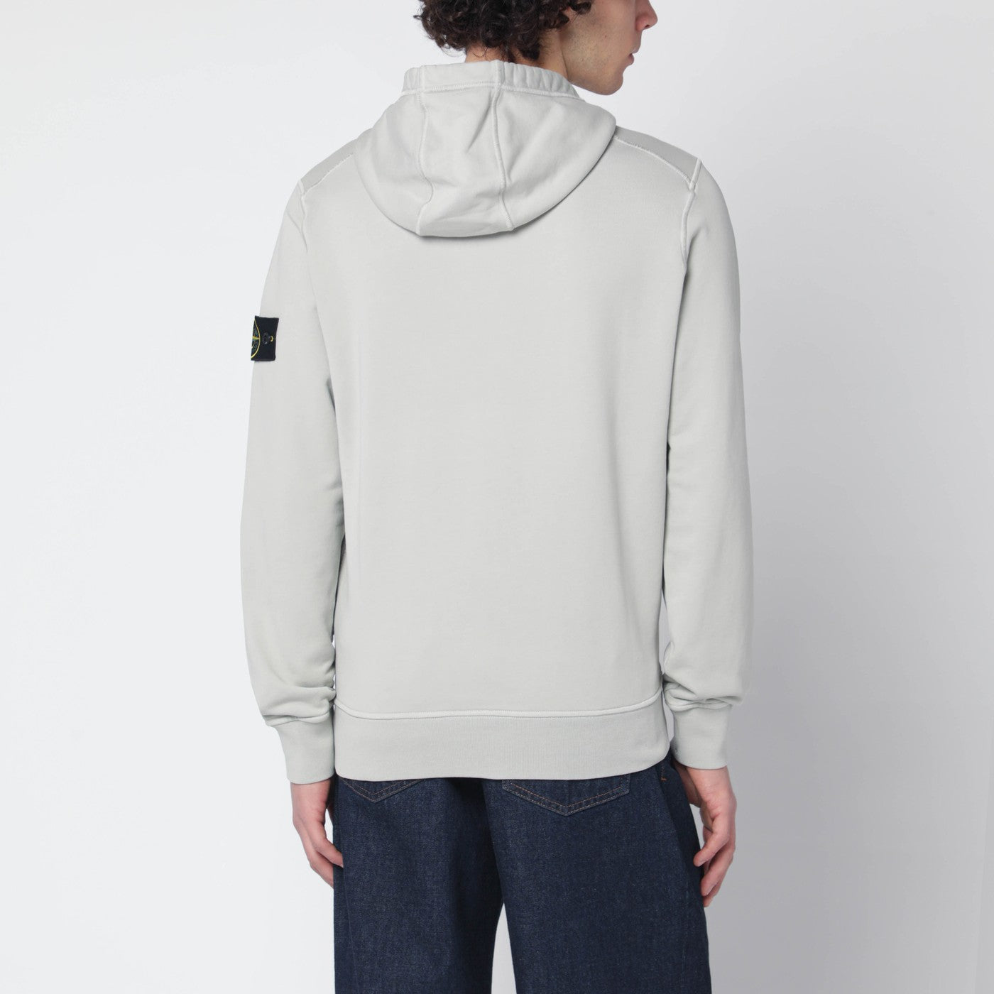 Felpa con cappuccio grigio perla in cotone