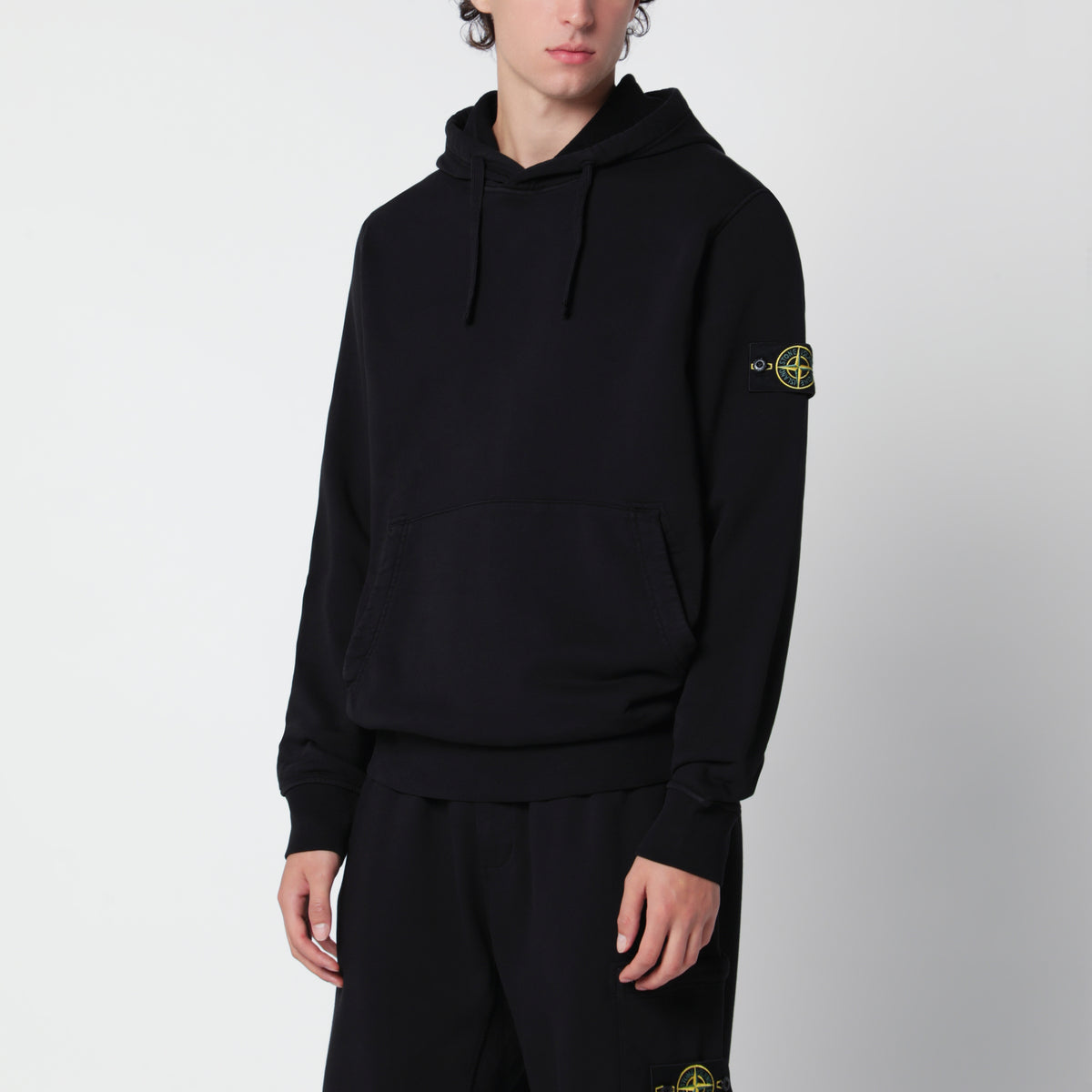 Sweat à capuche noir en coton