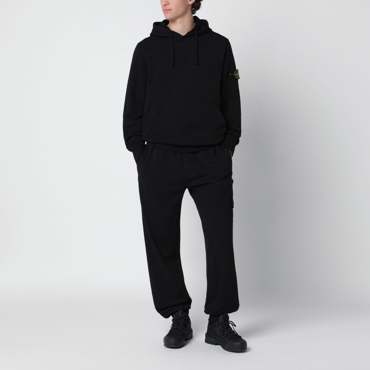 Sweat à capuche noir en coton