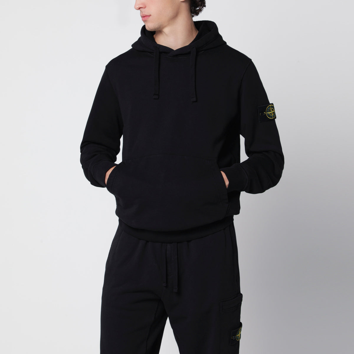 Sweat à capuche noir en coton