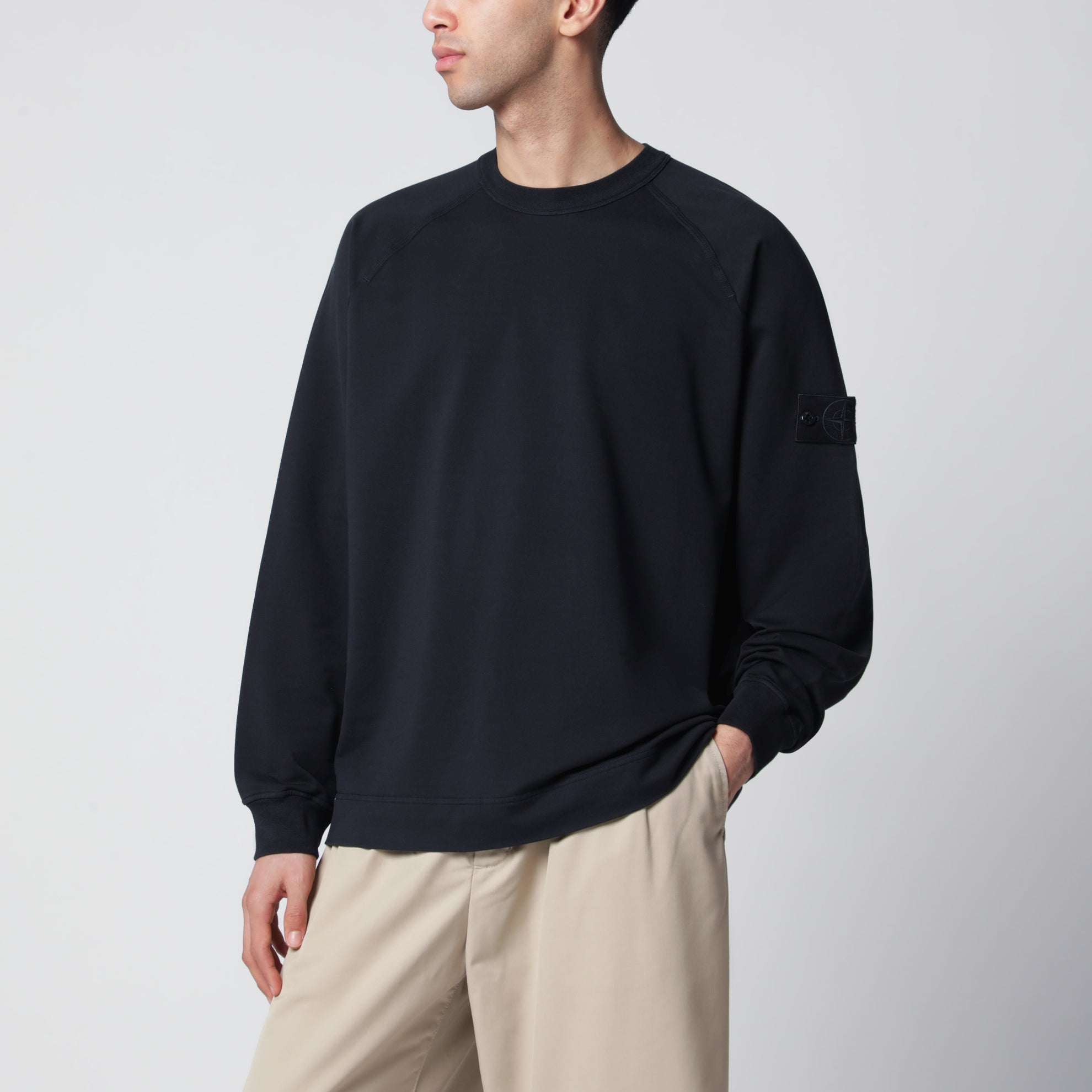 Sweat bleu marine en coton stretch