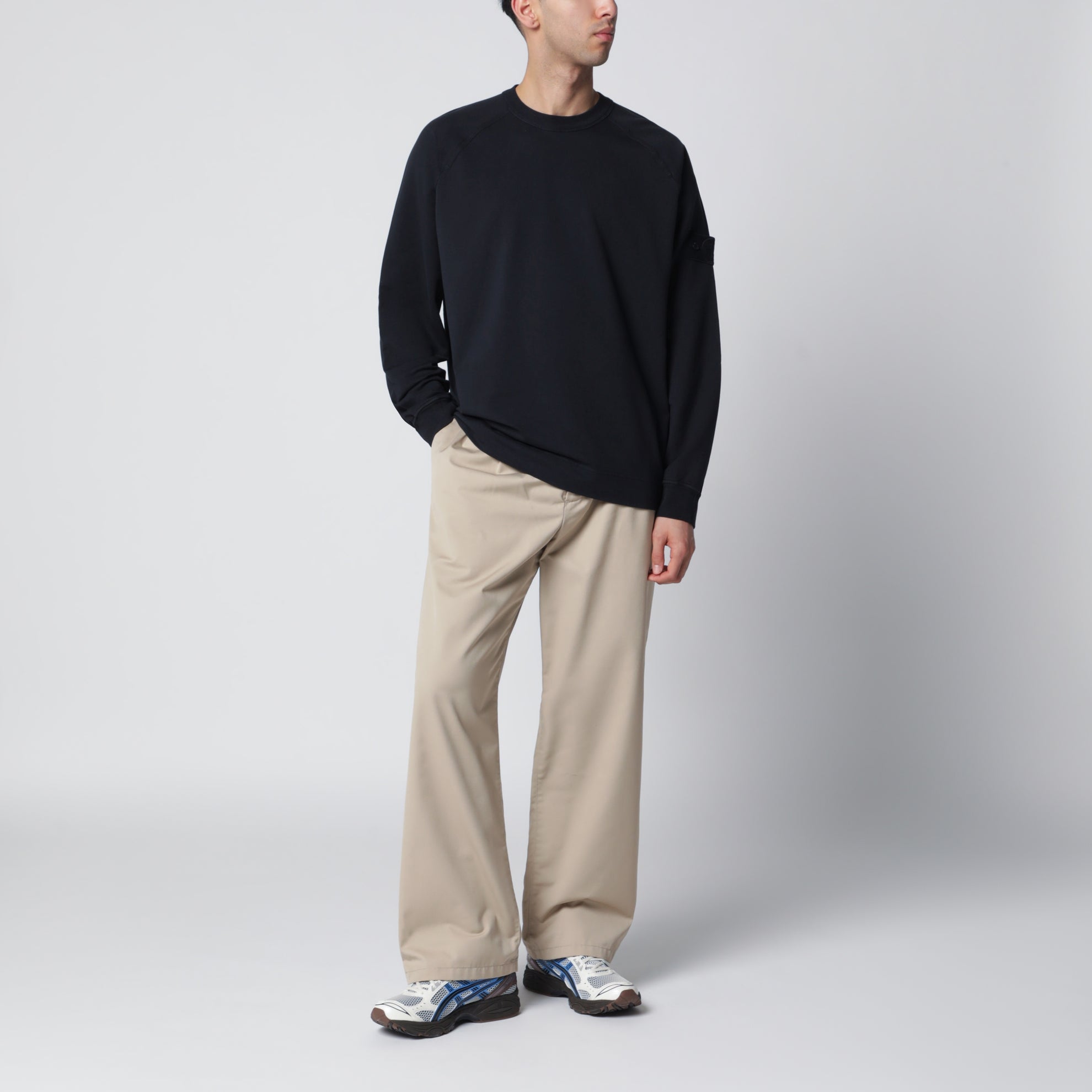 Sweat bleu marine en coton stretch