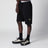 Black organic cotton fleece jogger shorts