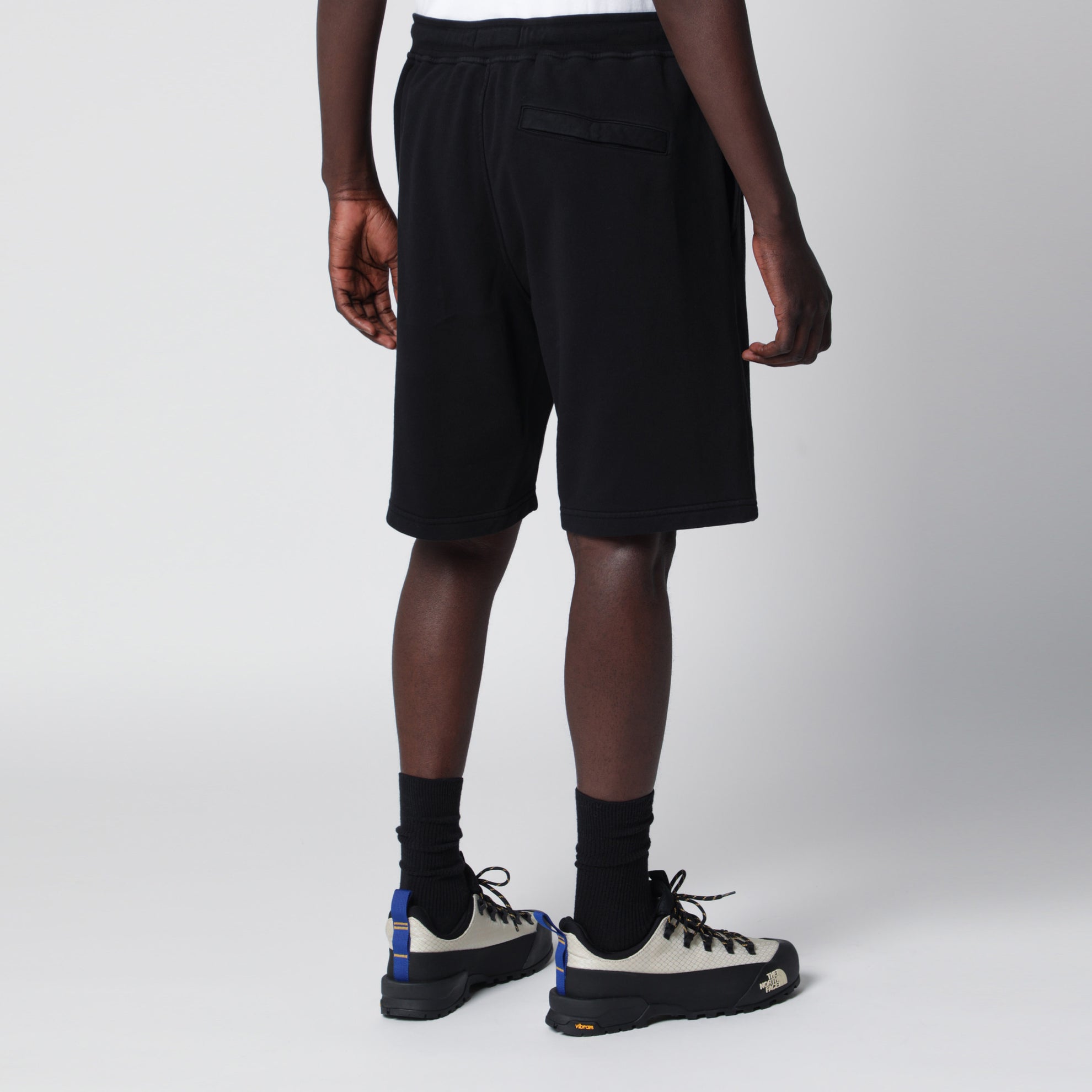 Black organic cotton fleece jogger shorts