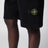 Black organic cotton fleece jogger shorts