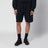 Navy blue jogger shorts in cotton fleece