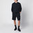 Navy blue jogger shorts in cotton fleece