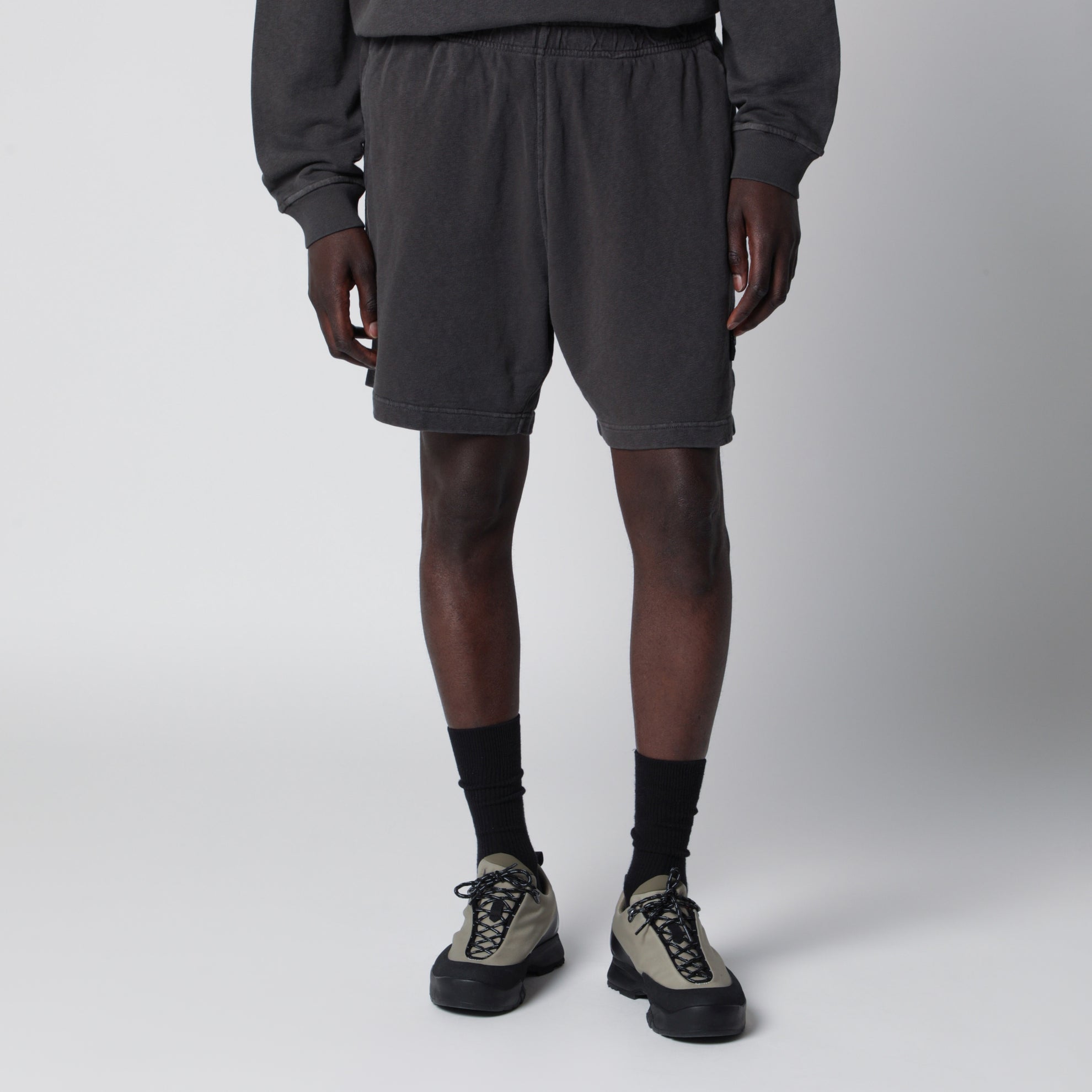 Bermuda jogger en molleton de coton gris anthracite
