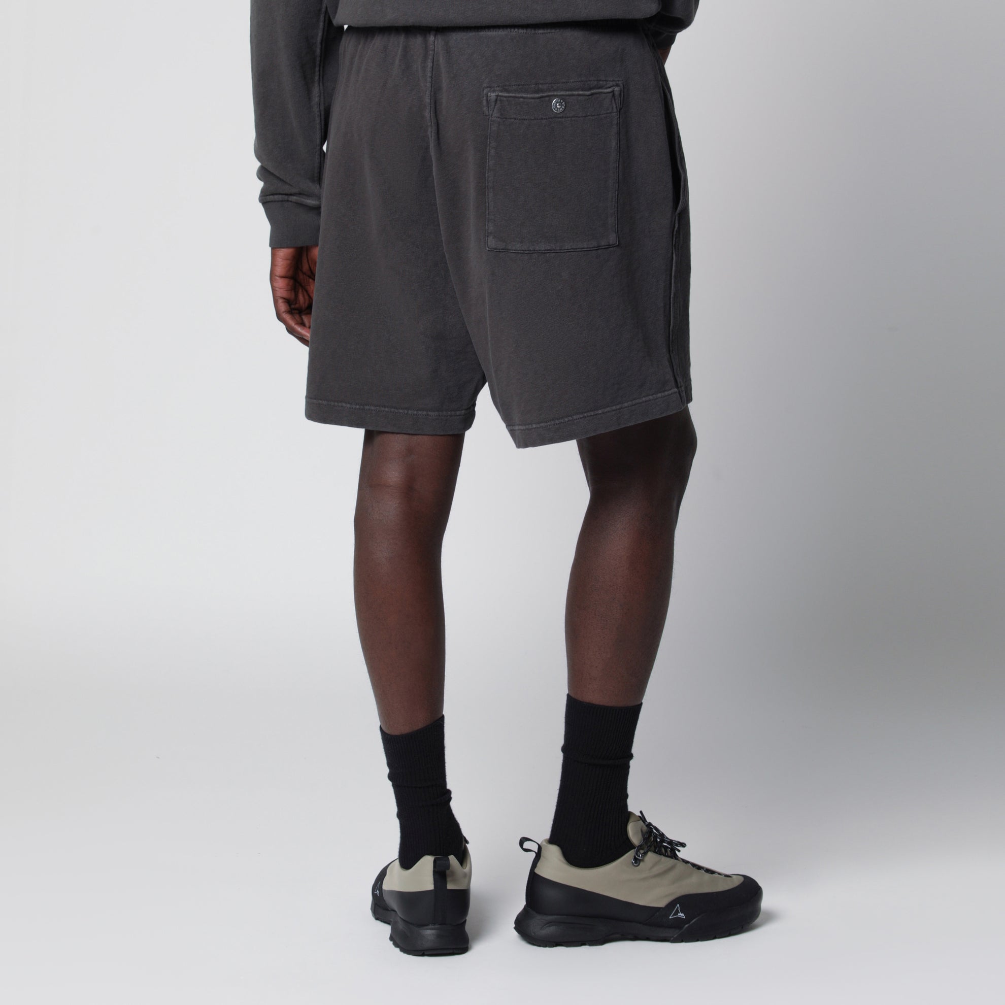 Bermuda jogger en molleton de coton gris anthracite