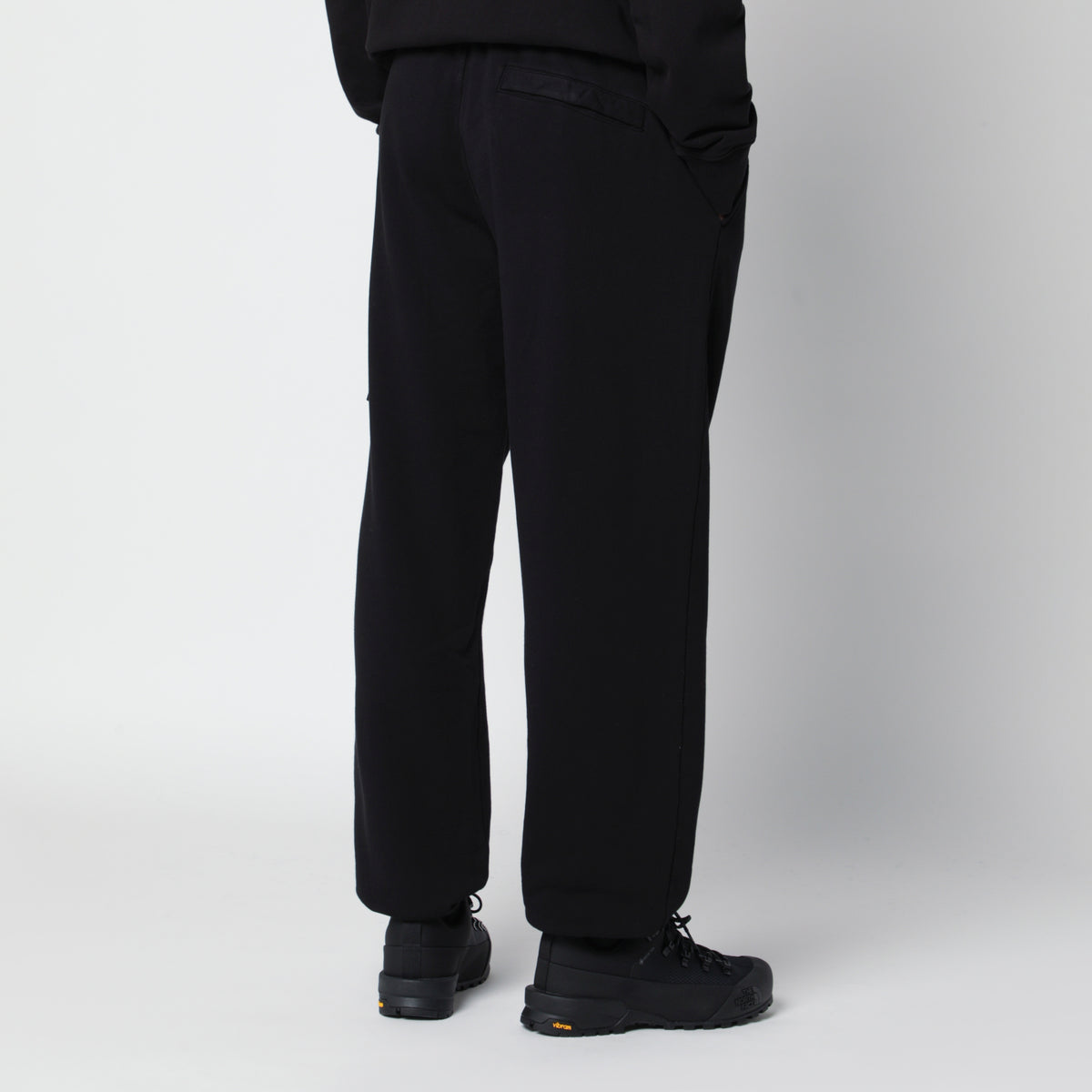 Compass-Badge Tapered Trousers in Black Cotton