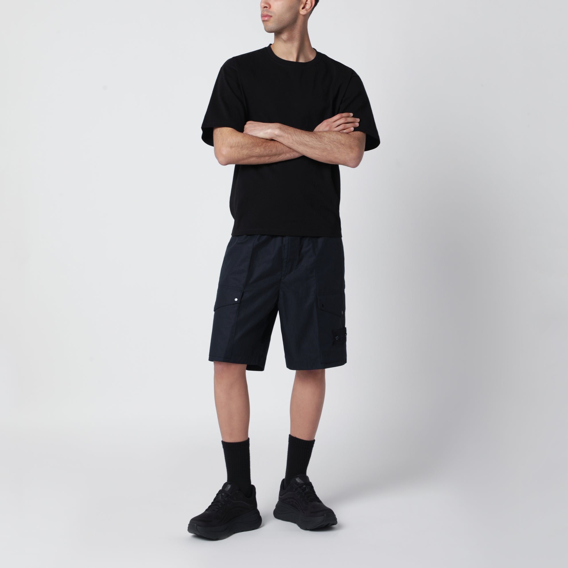 Blue cotton cargo shorts
