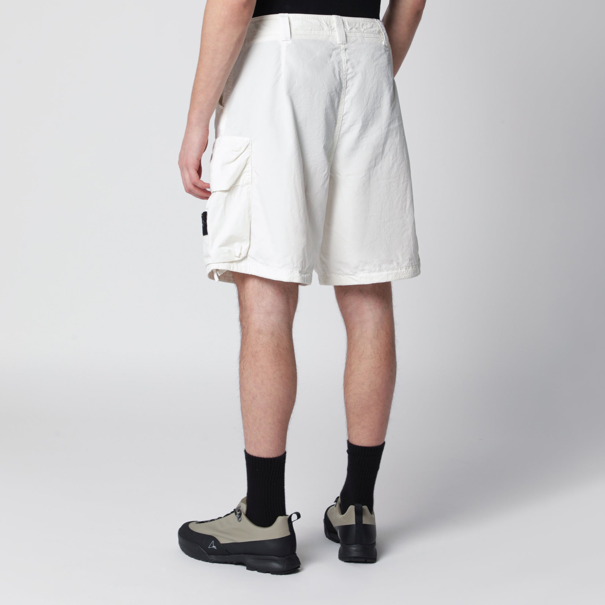 Cargo-Shorts aus weißem Baumwoll-Nylon-Ripstop