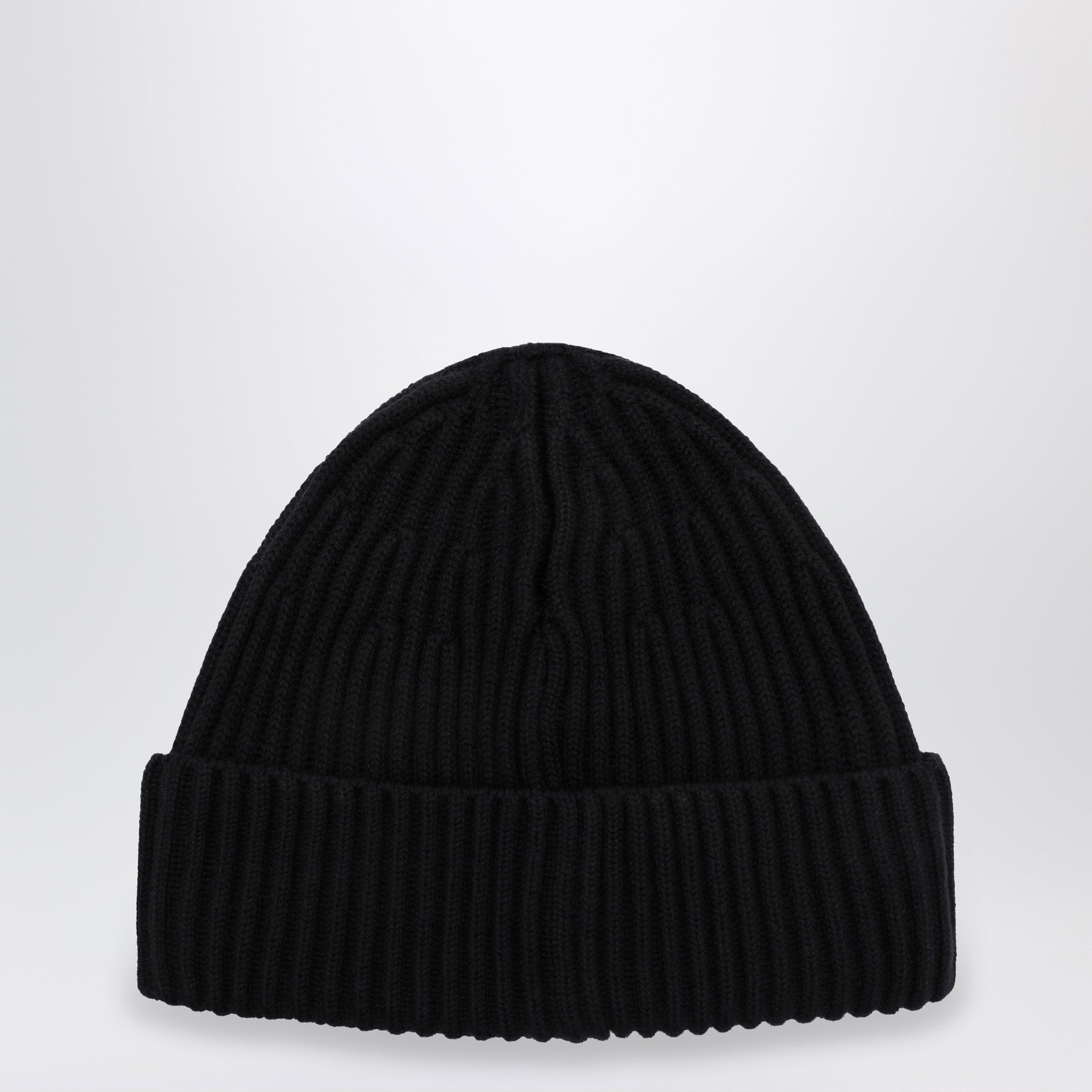 Navy Wool Beanie with Compass Patch