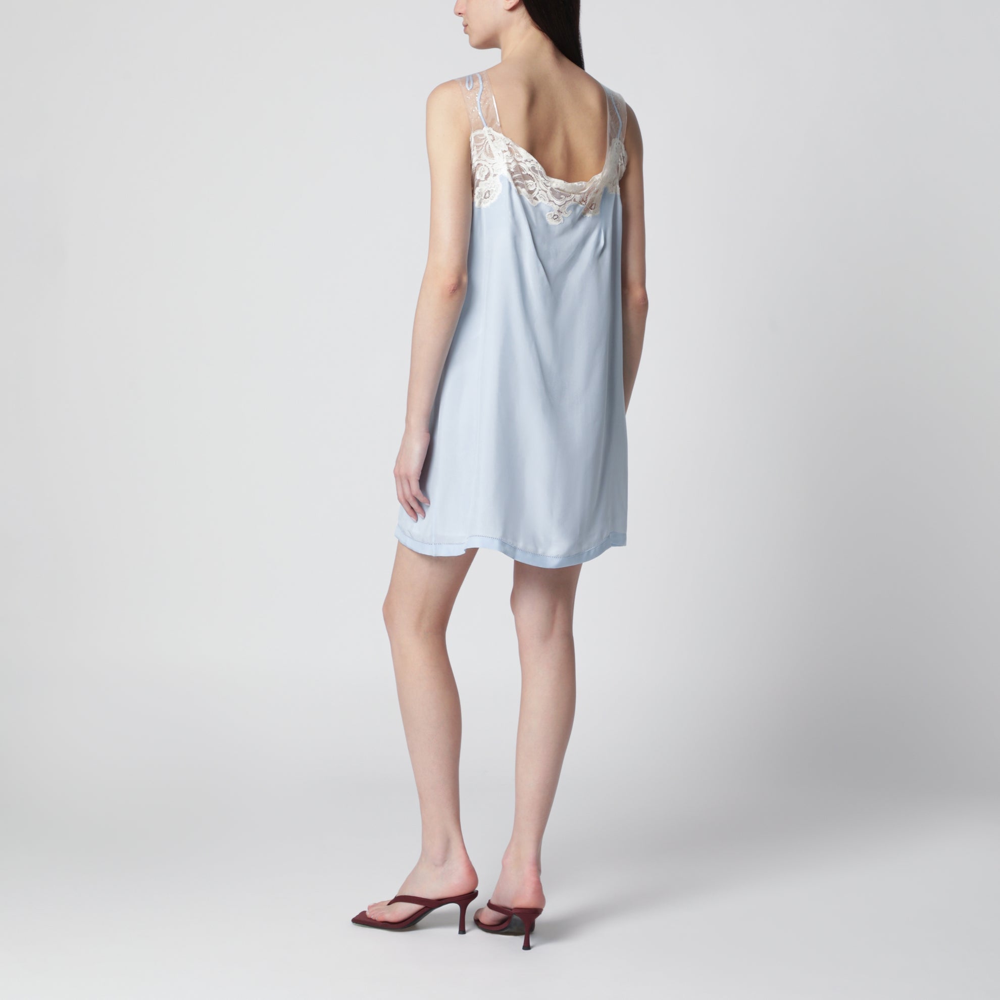 Abito sottoveste Taped in cupro azzurro chiaro