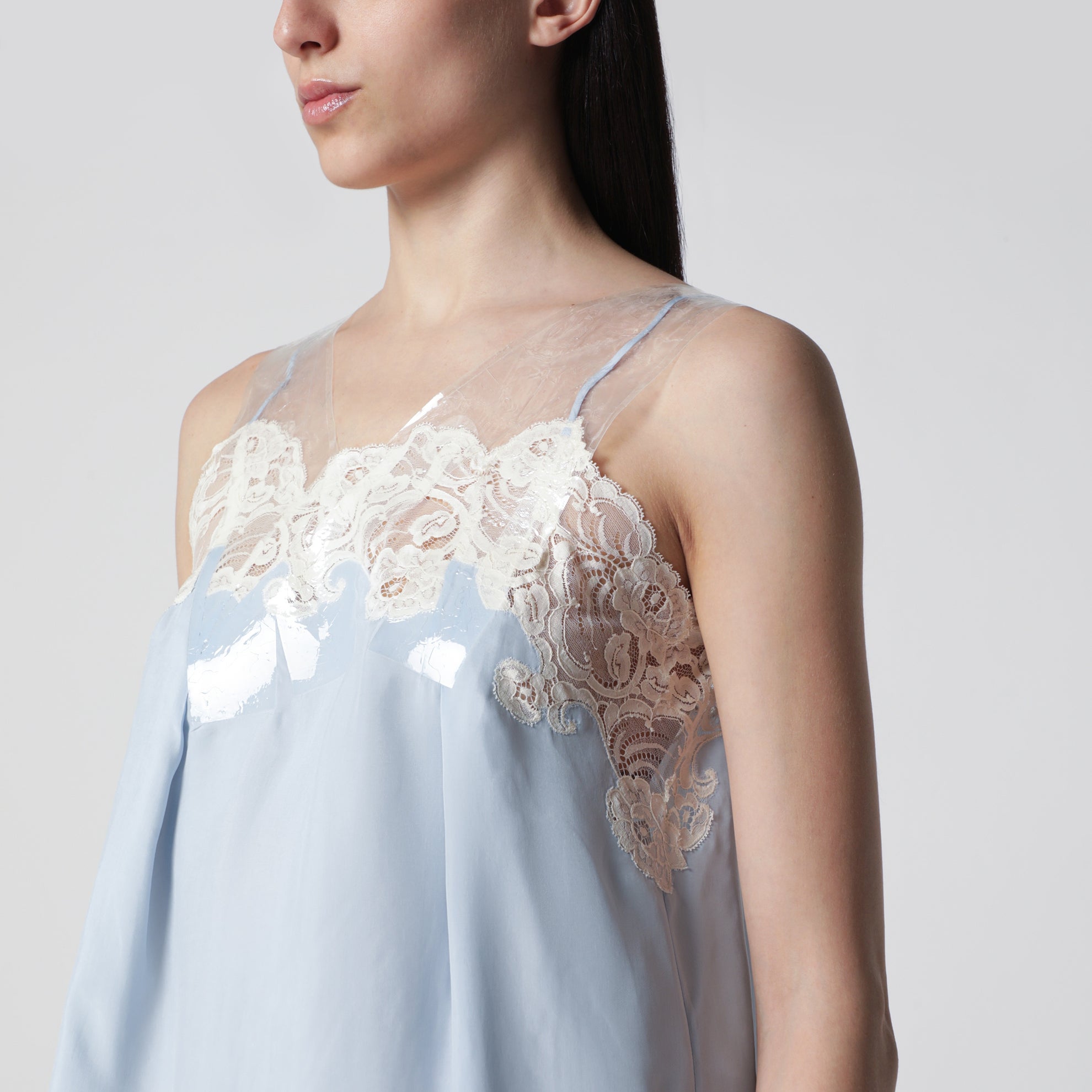 Abito sottoveste Taped in cupro azzurro chiaro