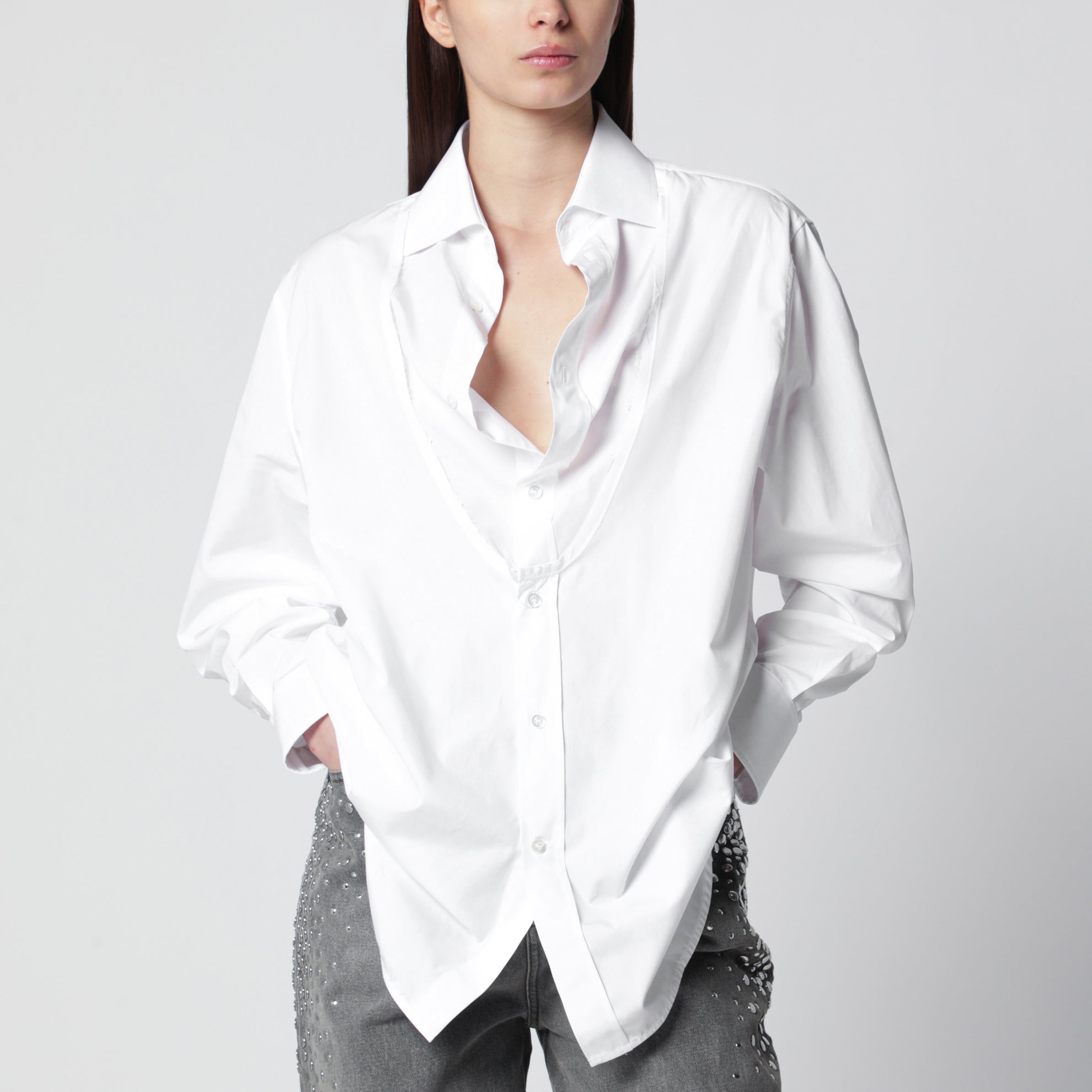 White folded-collar shirt