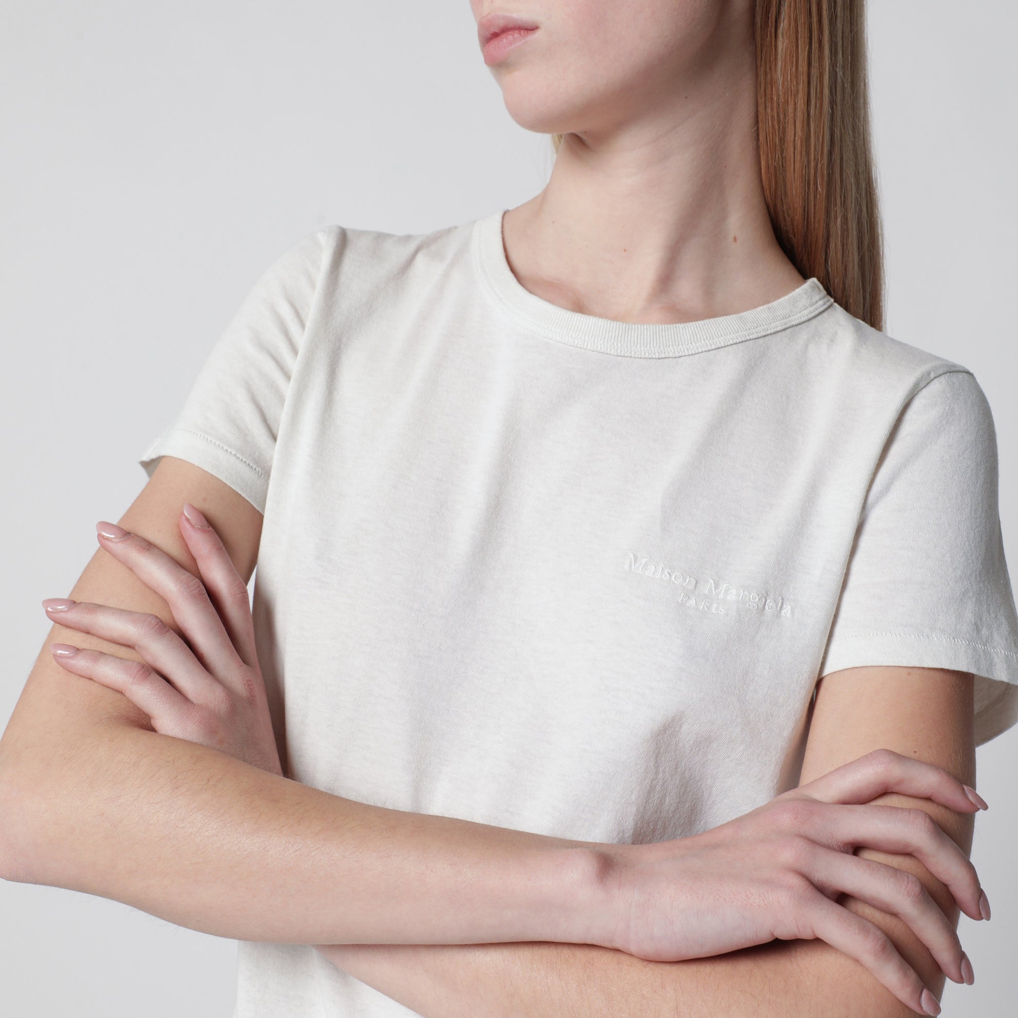 Kurzarm-T-Shirt aus Baumwolljersey in Weiß
