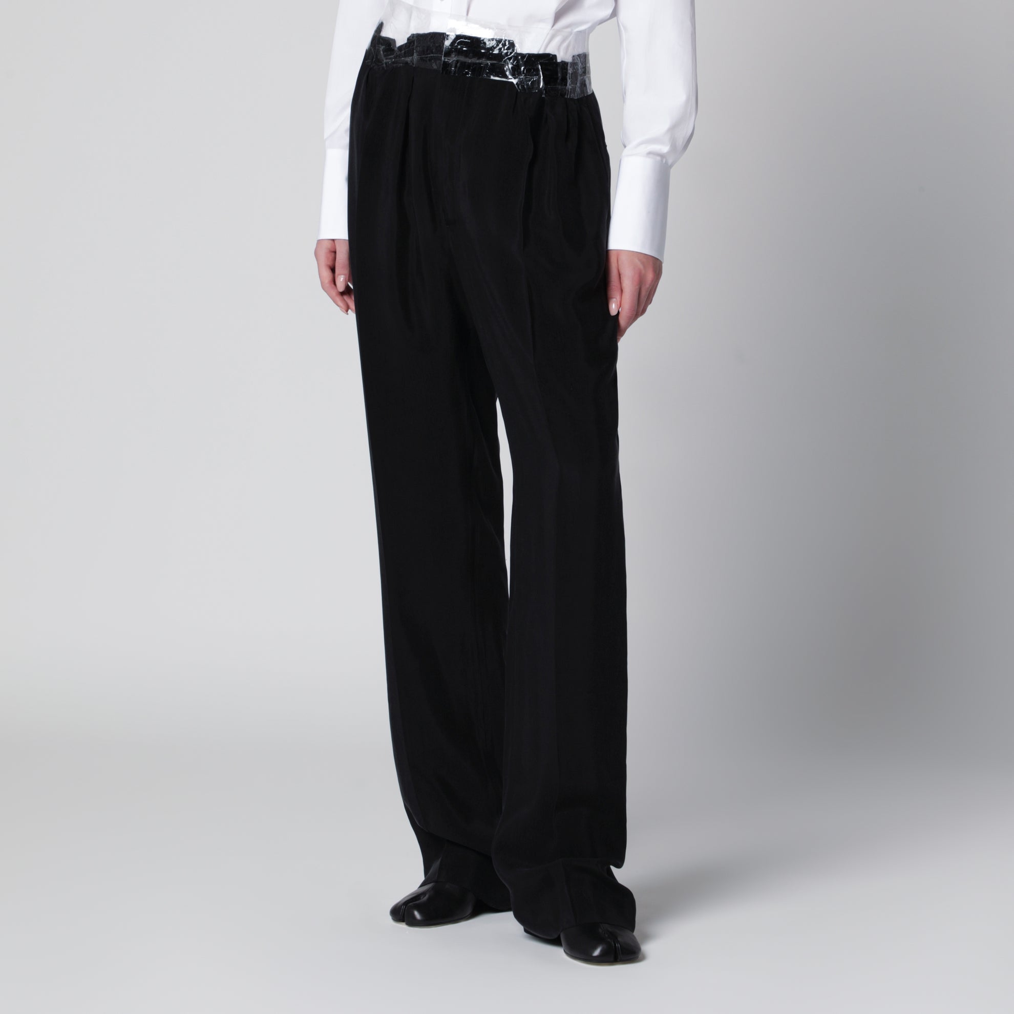 Black pants with tape-detail waistband