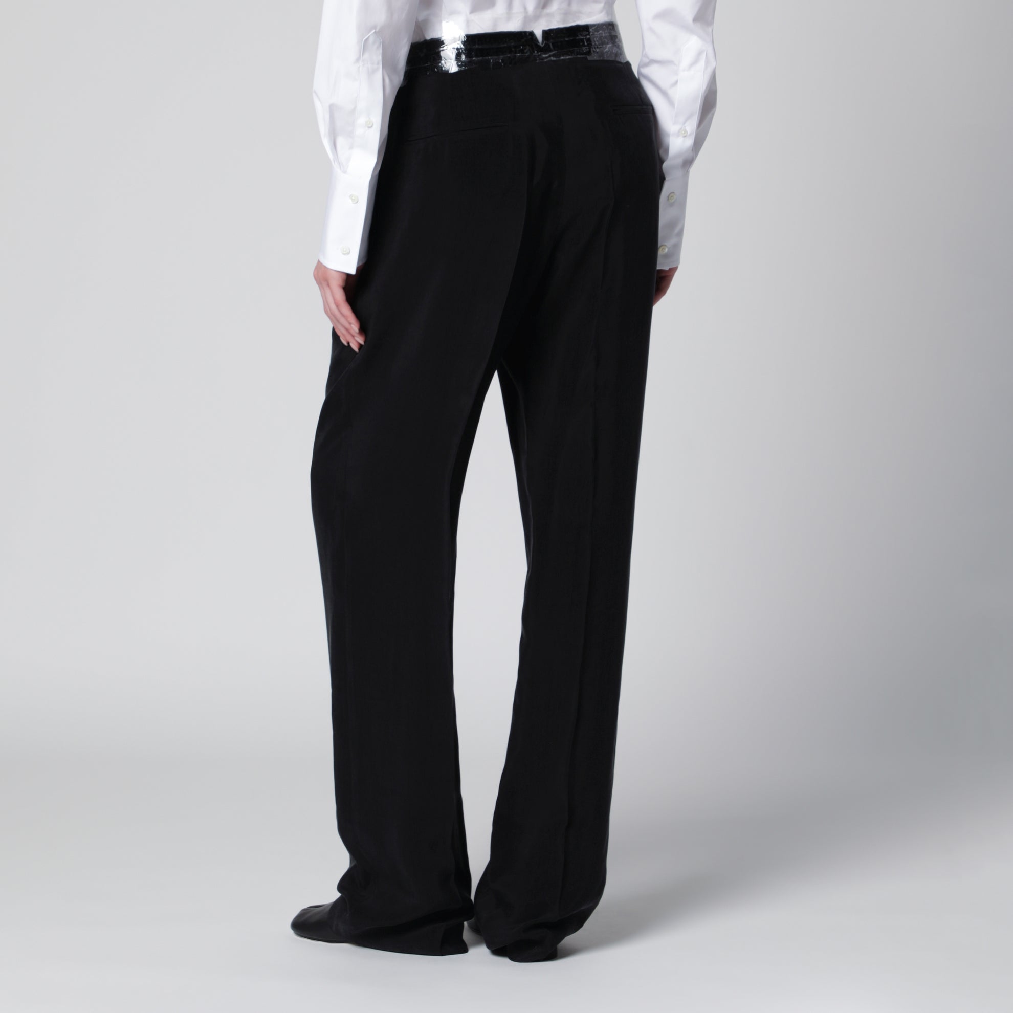Black pants with tape-detail waistband