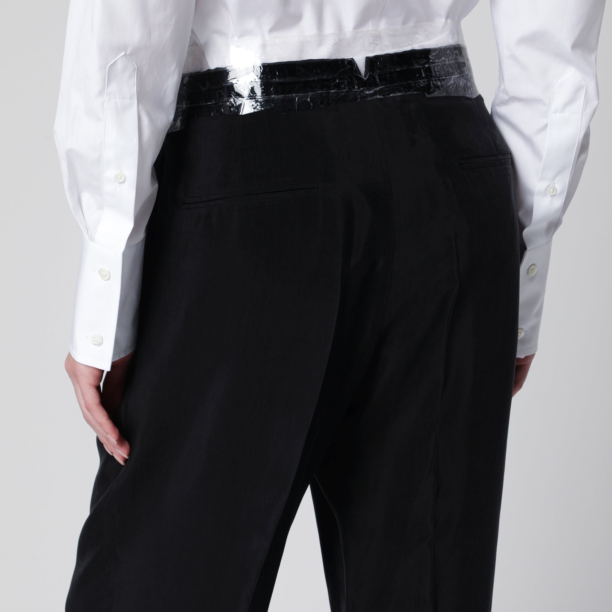 Black pants with tape-detail waistband