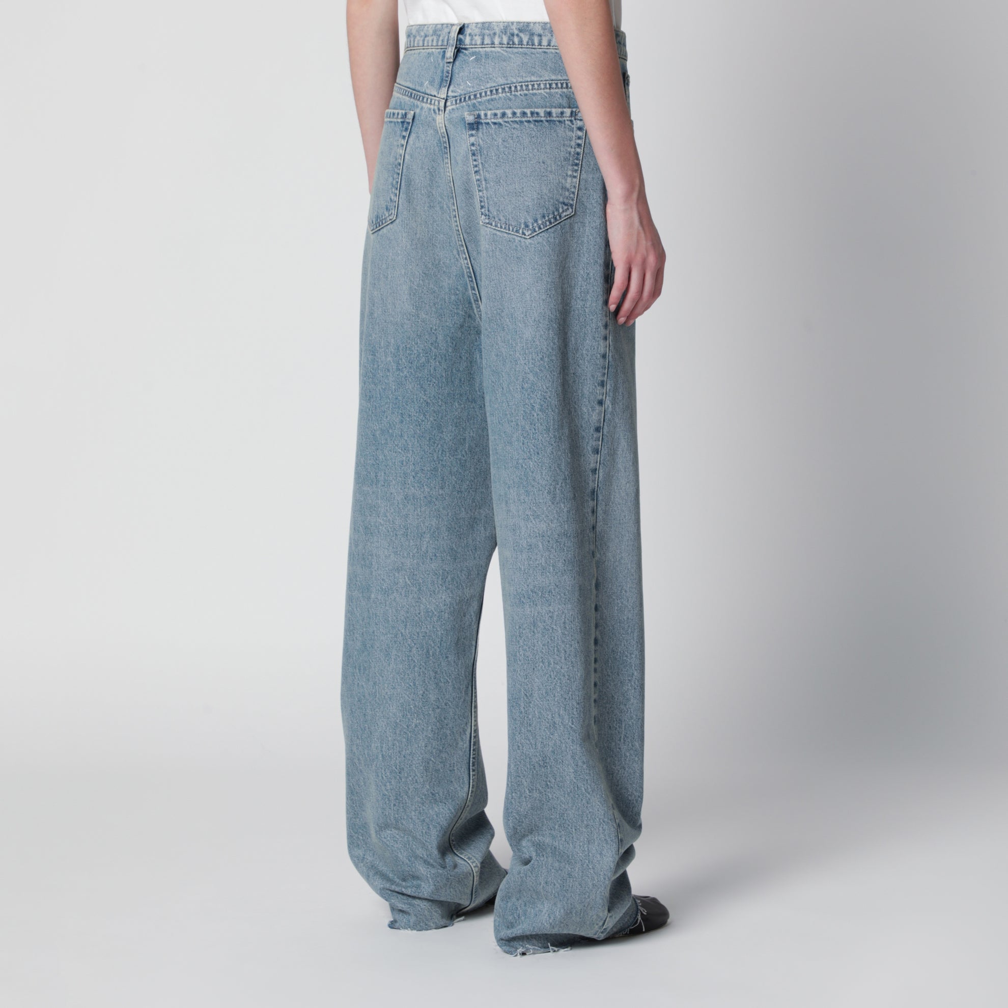Wide-leg jeans in cotton in ice blue