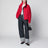 Giacca corta con zip in cotone e seta rossa