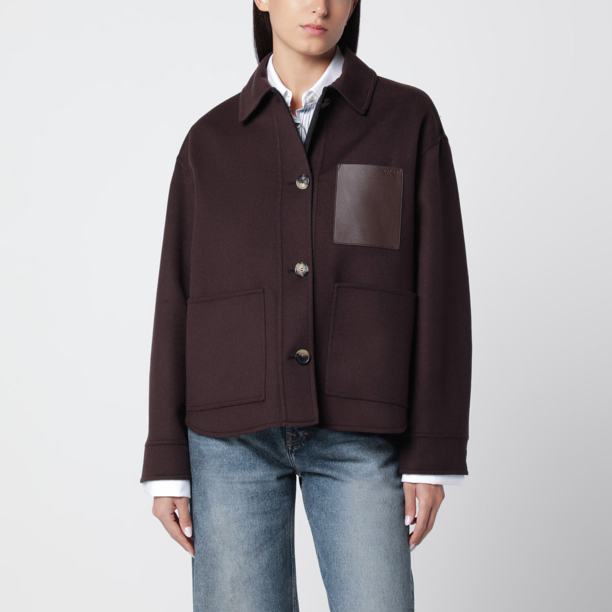 Brown/grey wool and cashmere workwear jacket