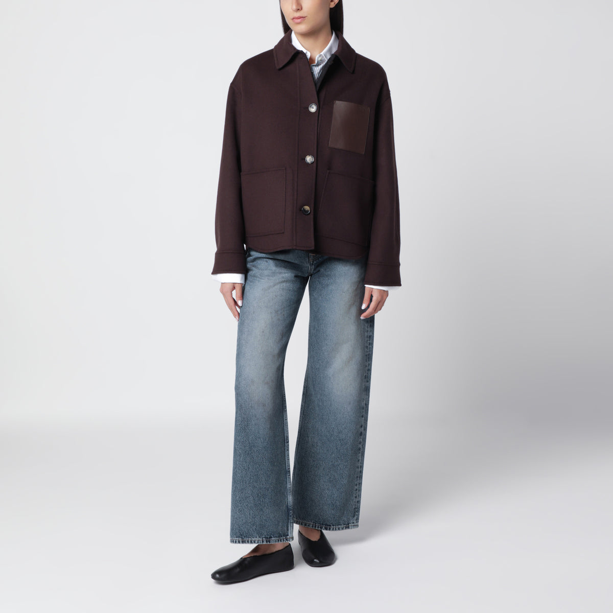Brown/grey wool and cashmere workwear jacket